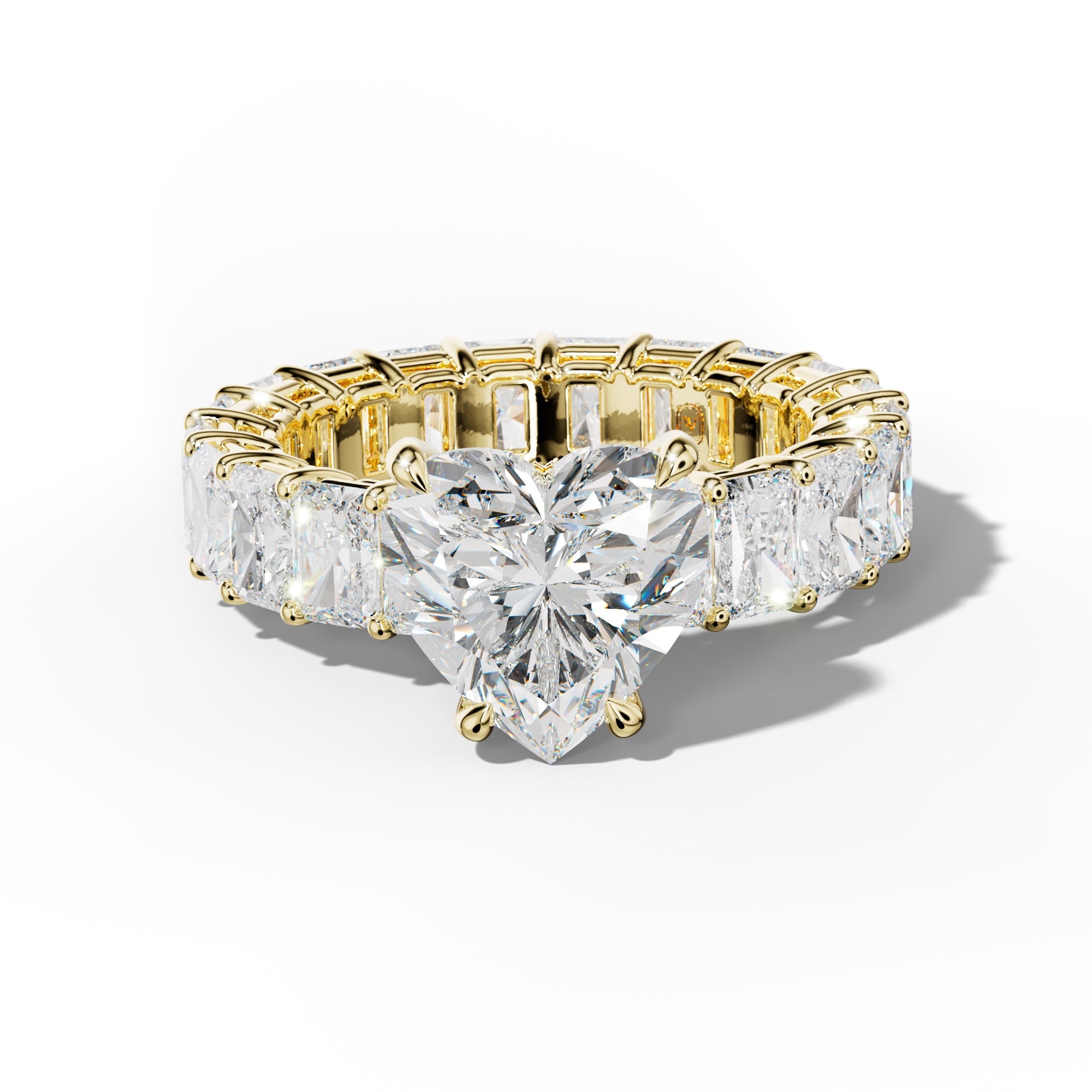 Soraya Heart Diamond Engagement Ring With Radiant Side Stones