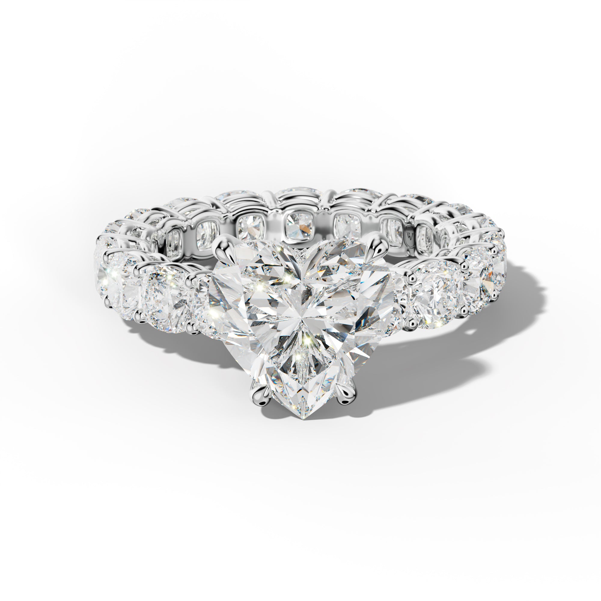 Celine Heart Diamond Engagement Ring With Cushion Side Stones