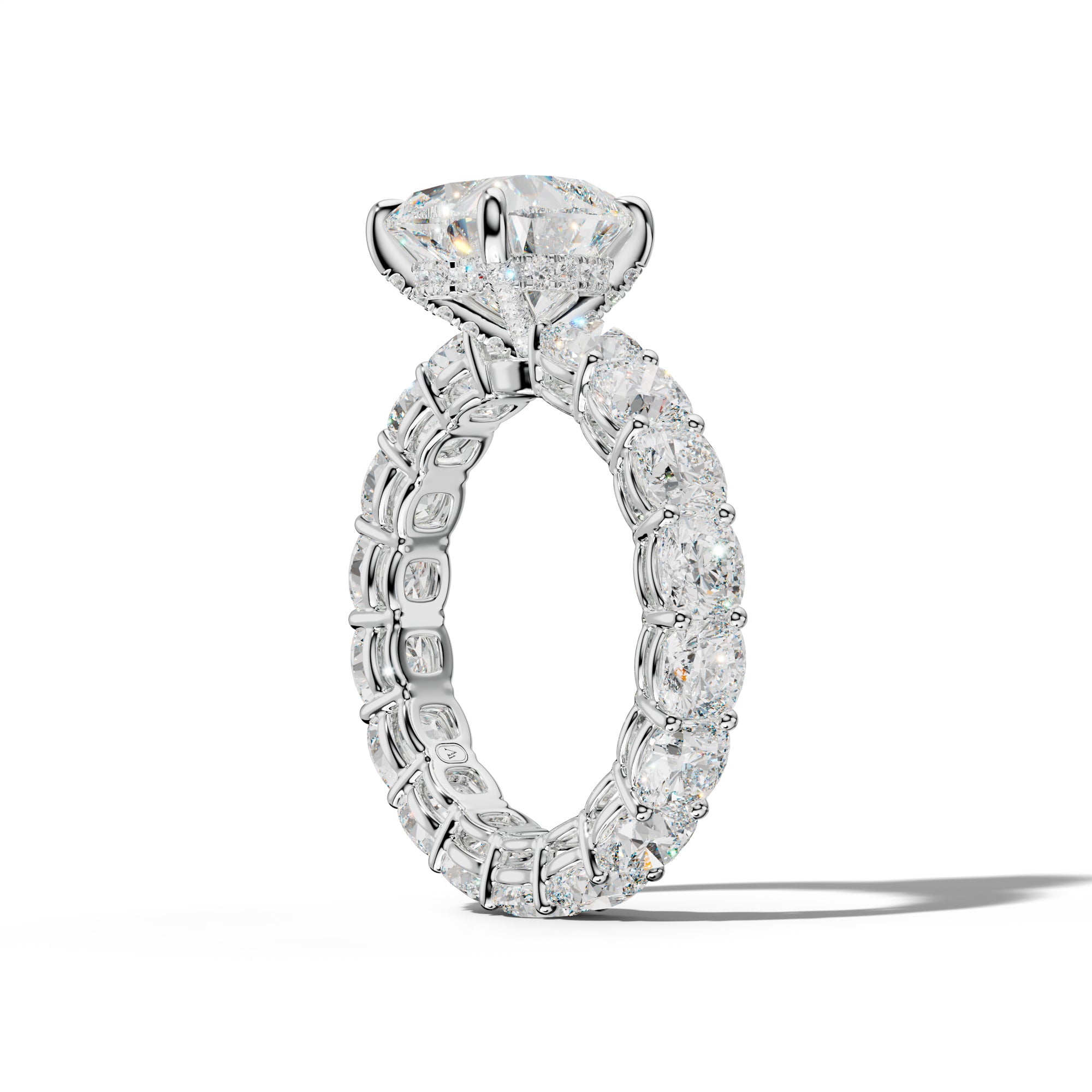 Celine Heart Diamond Engagement Ring With Cushion Side Stones