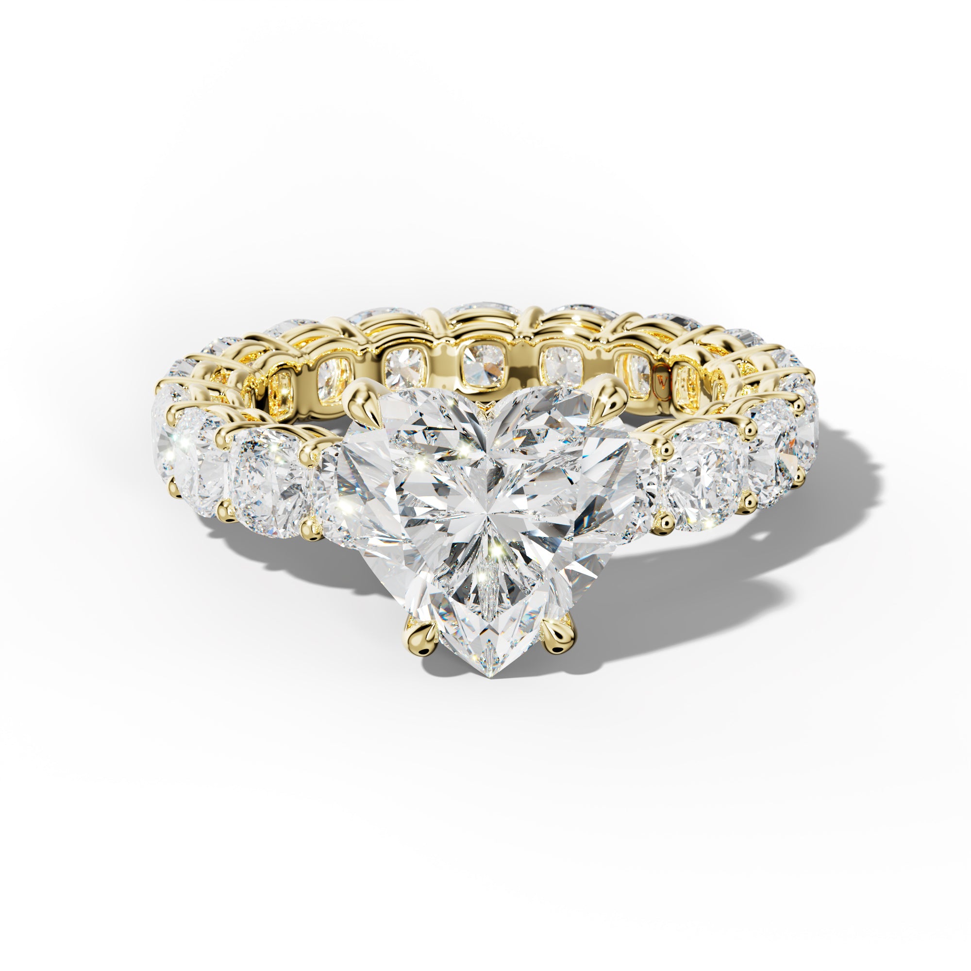Celine Heart Diamond Engagement Ring With Cushion Side Stones