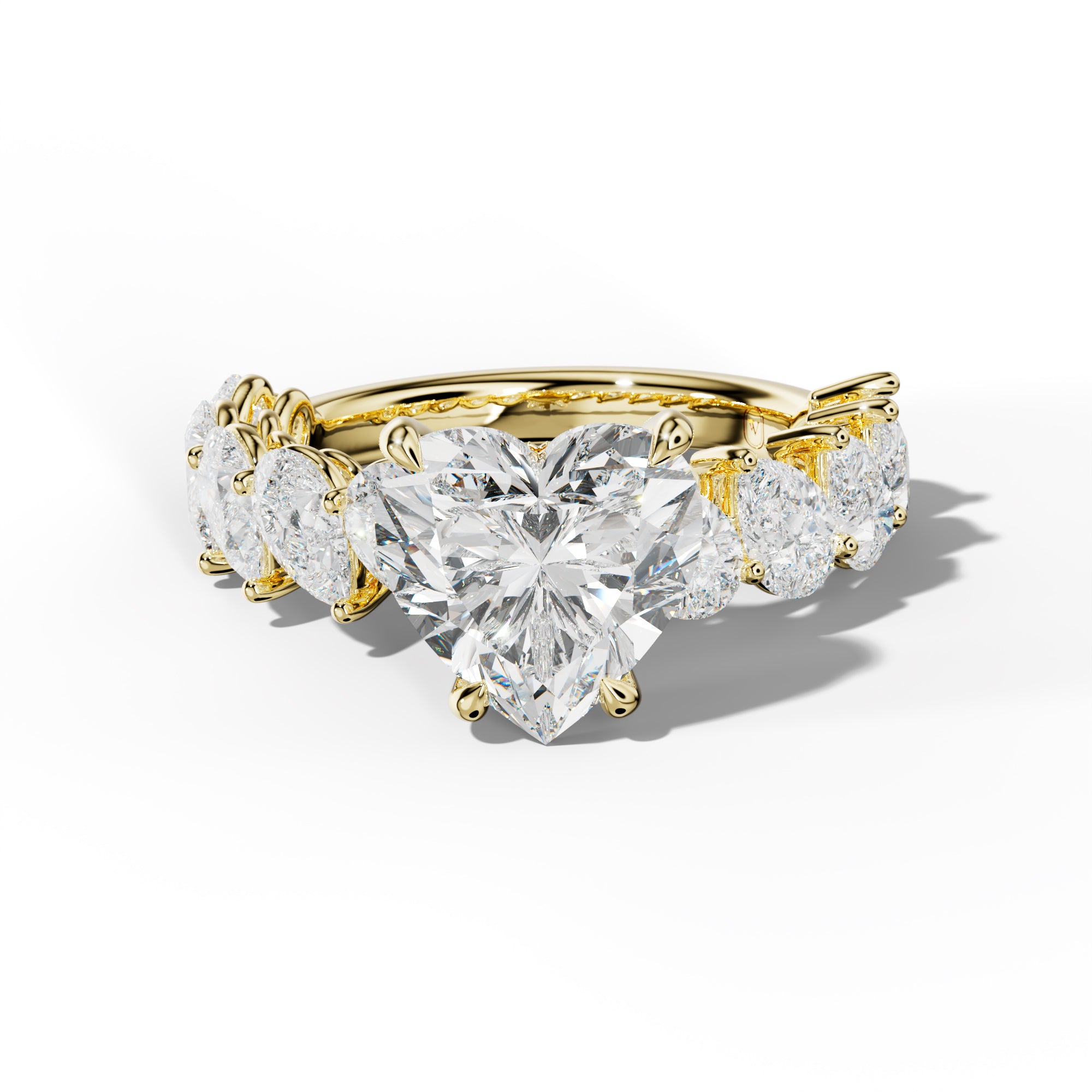 Elisabeth Heart Diamond Engagement Ring With Slanted Pear Side Stones