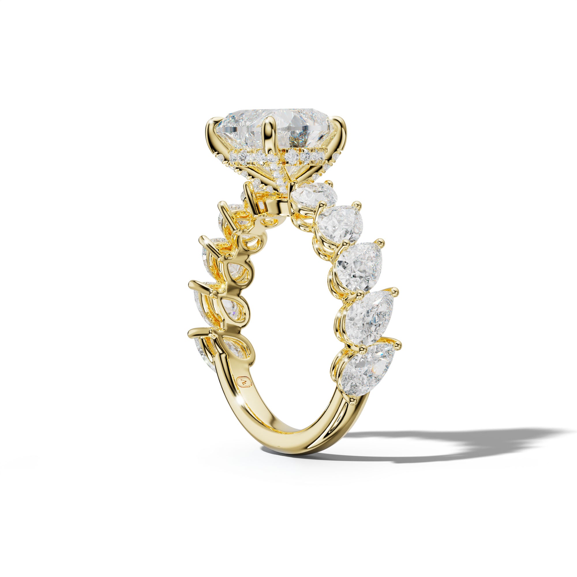 Elisabeth Heart Diamond Engagement Ring With Slanted Pear Side Stones