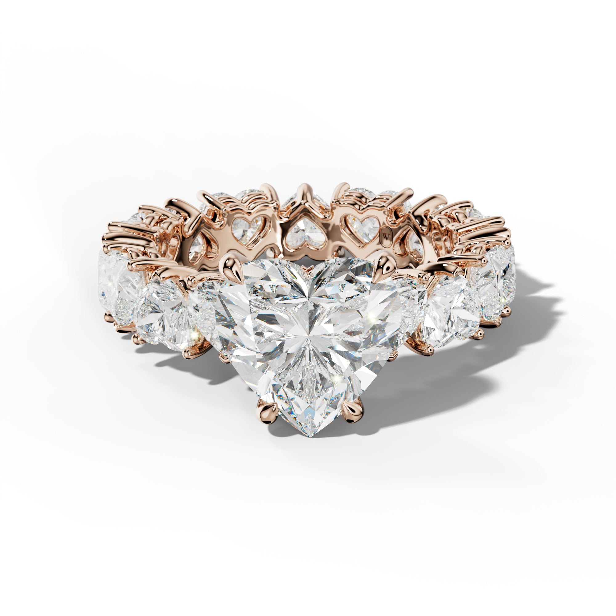 Melany Heart Diamond Engagement Ring With Heart Side Stones