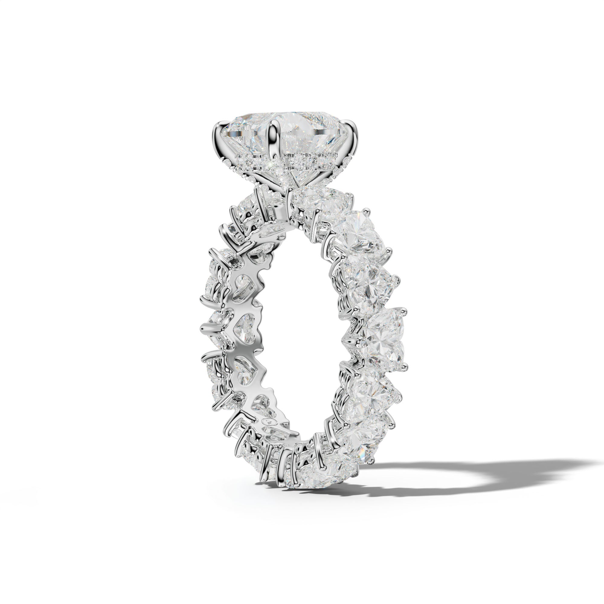 Melany Heart Diamond Engagement Ring With Heart Side Stones
