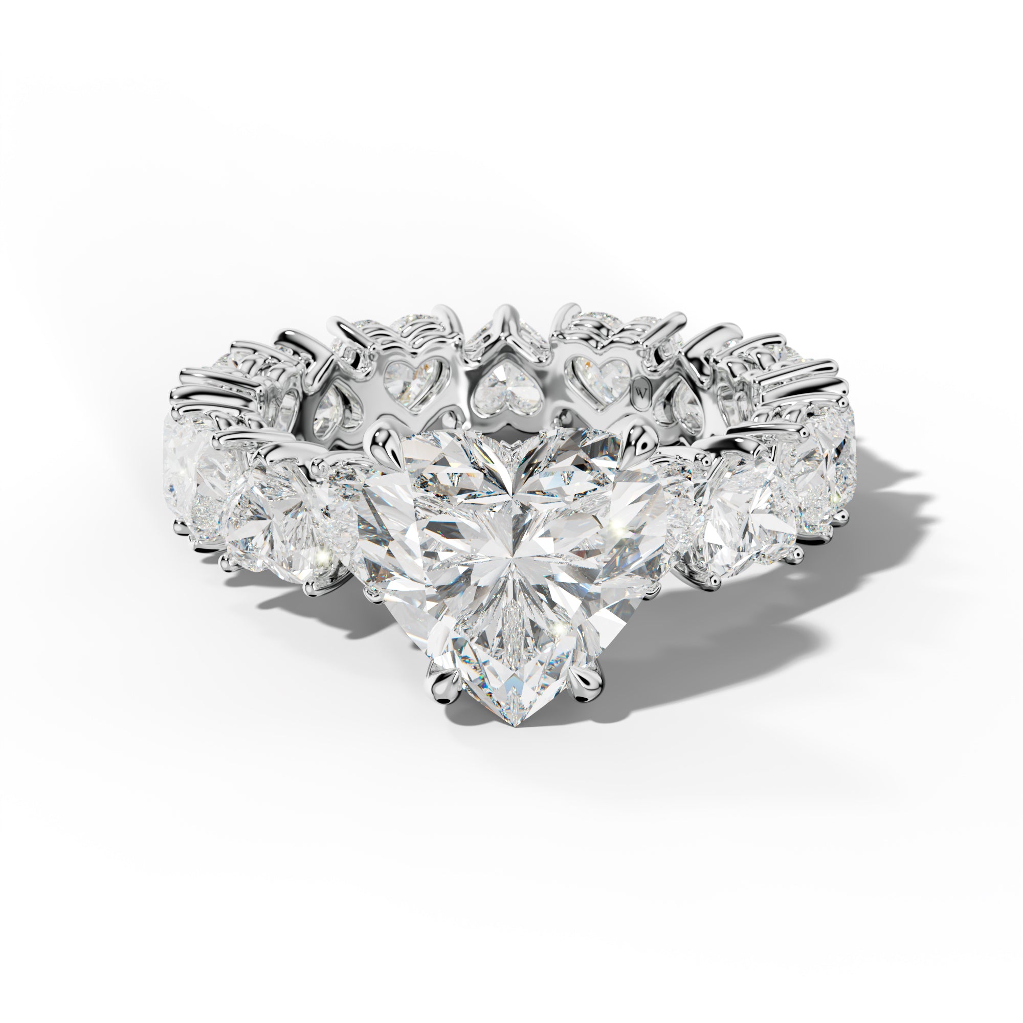 Melany Heart Diamond Engagement Ring With Heart Side Stones