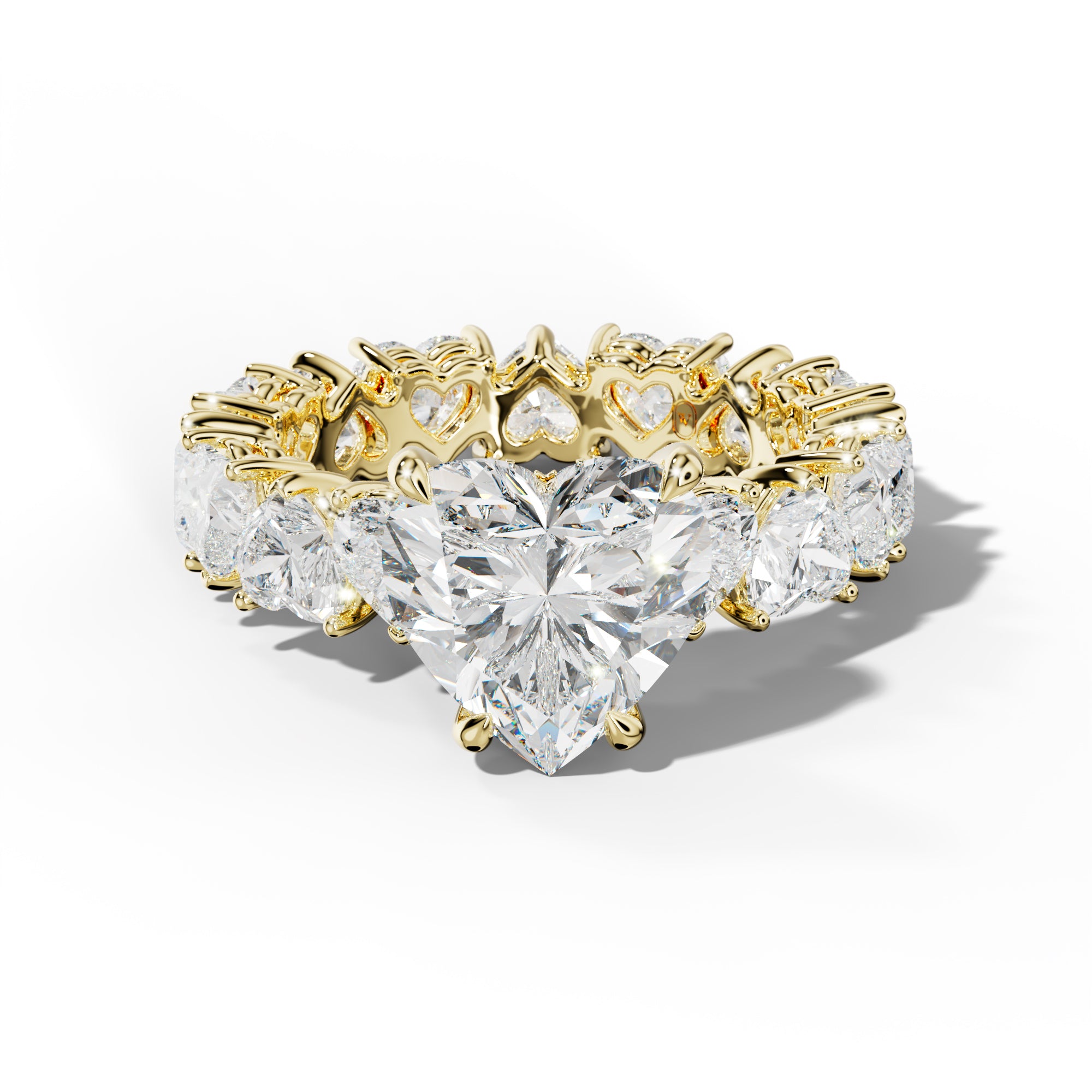 Melany Heart Diamond Engagement Ring With Heart Side Stones