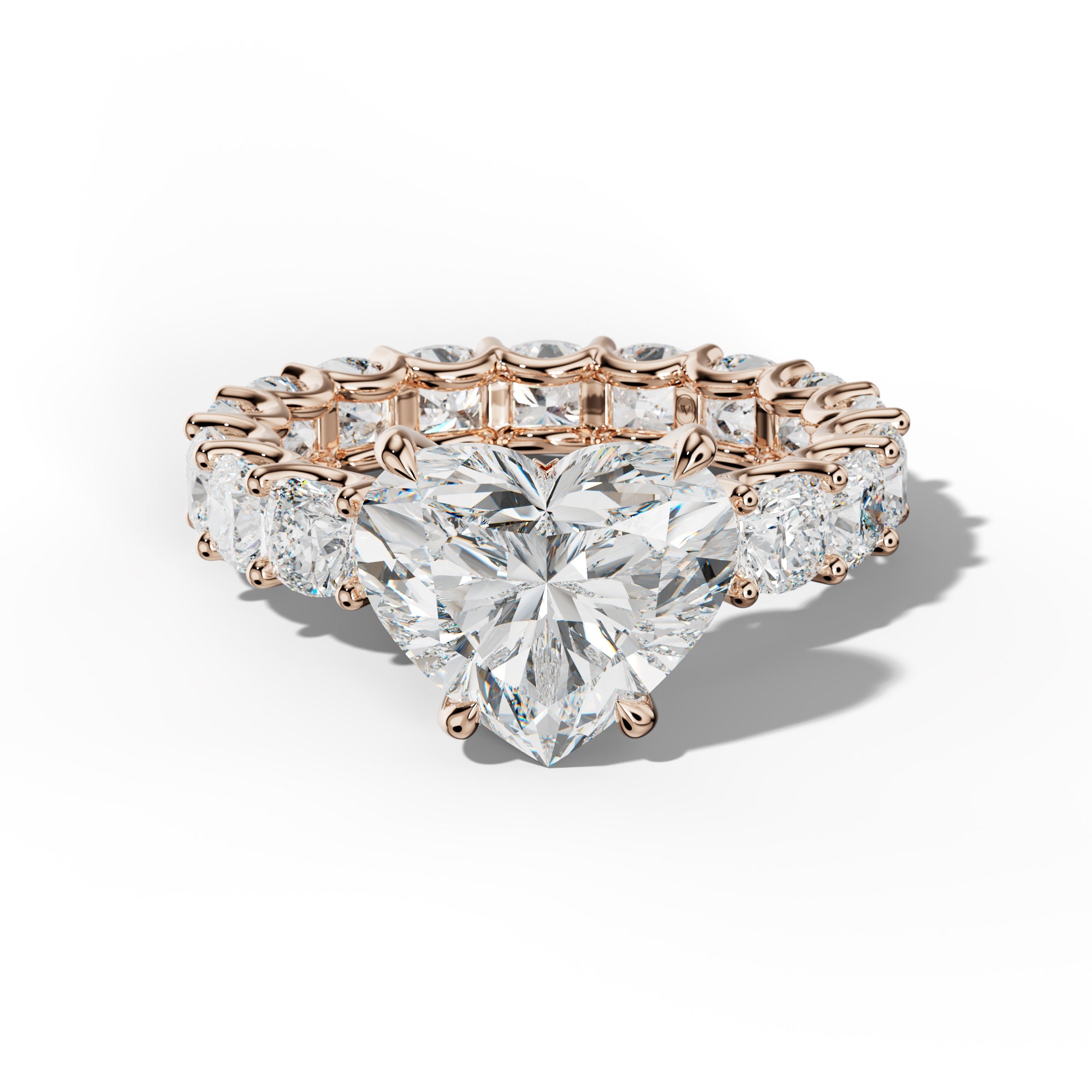 Karla Heart Diamond Engagement Ring With Cushion Side Stones
