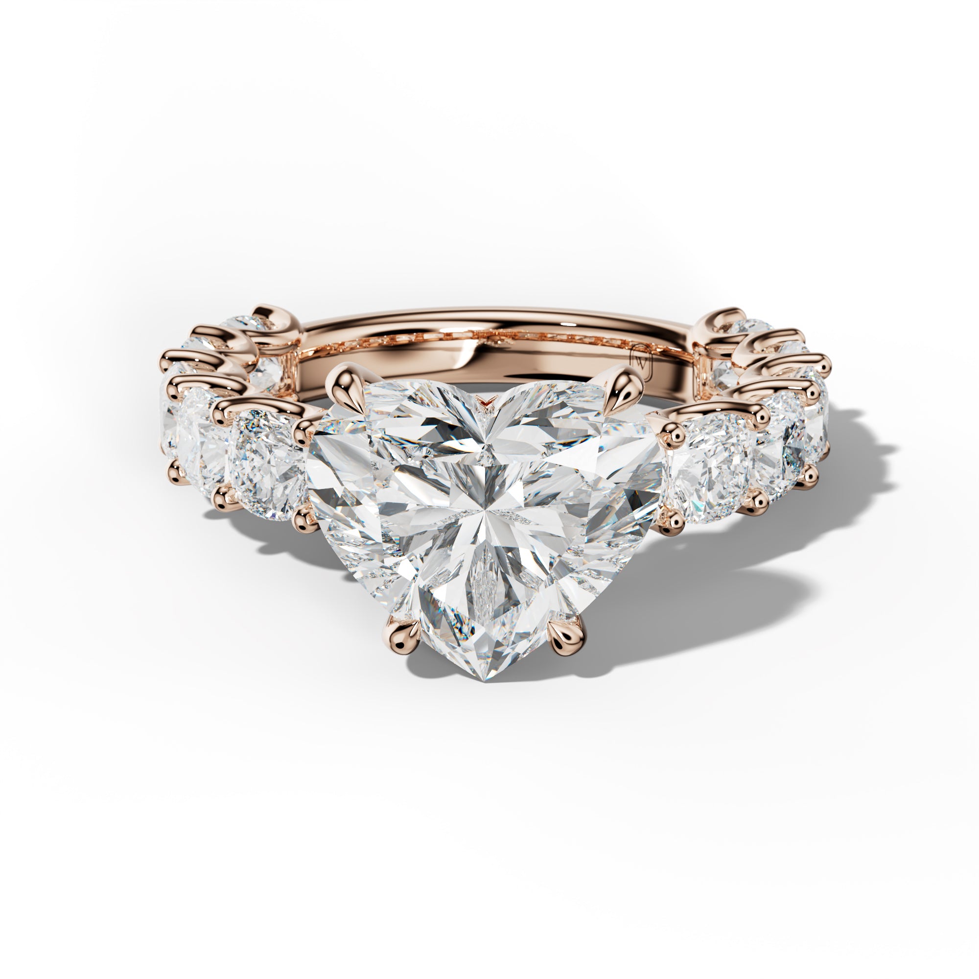 Daniela Heart Diamond Engagement Ring With Cushion Side Stones