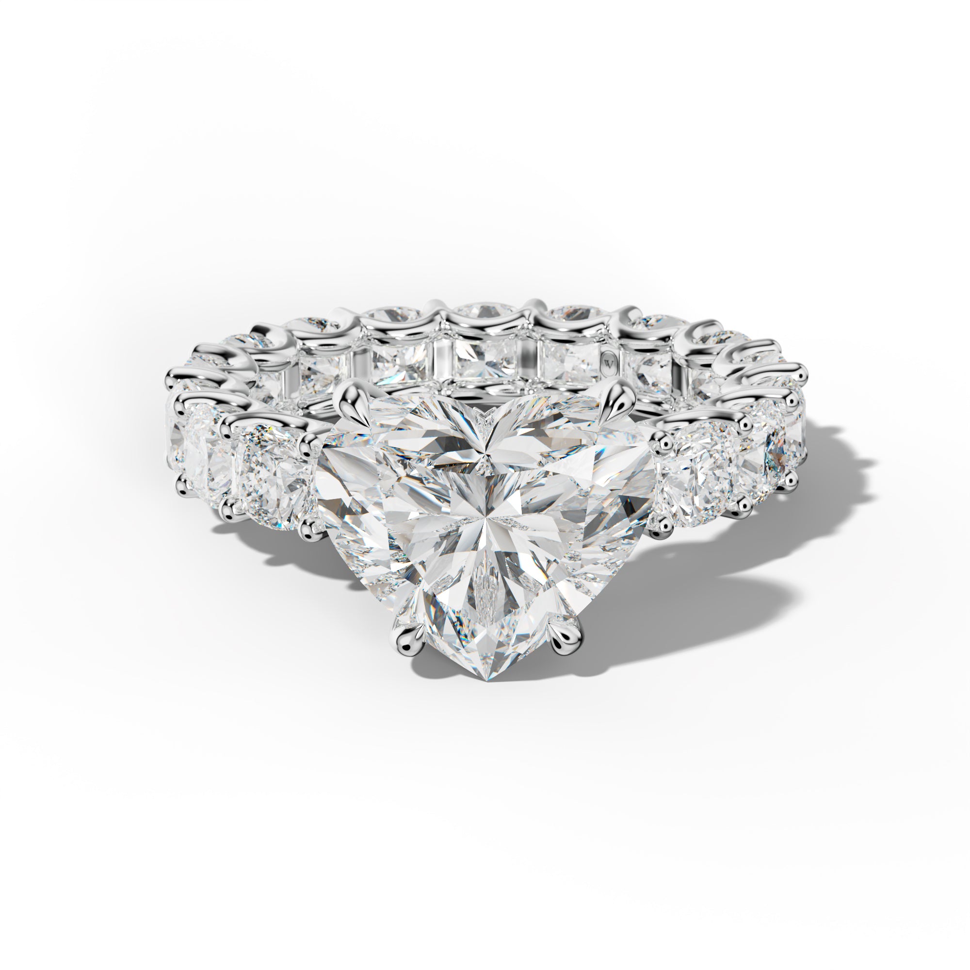 Karla Heart Diamond Engagement Ring With Cushion Side Stones