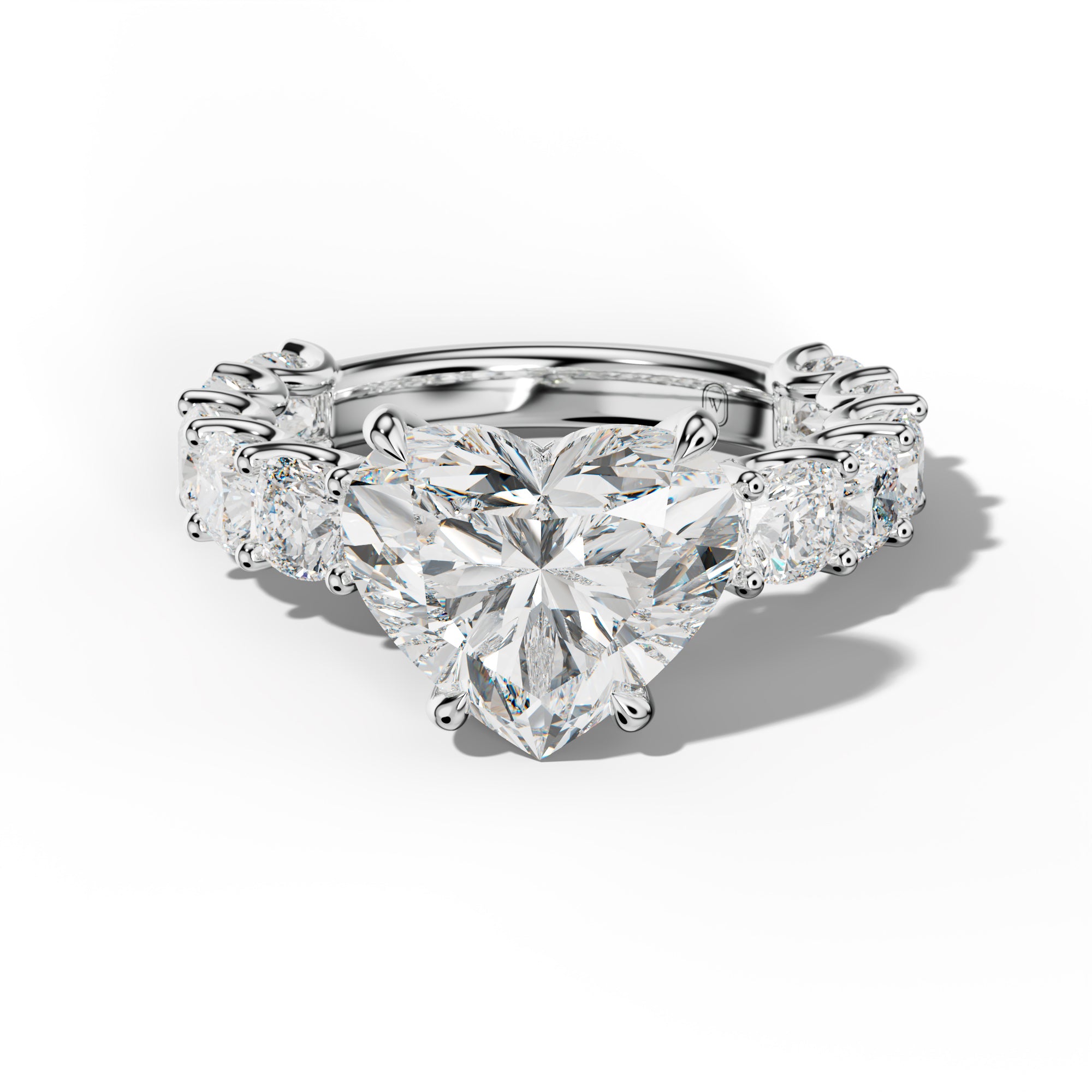 Daniela Heart Diamond Engagement Ring With Cushion Side Stones
