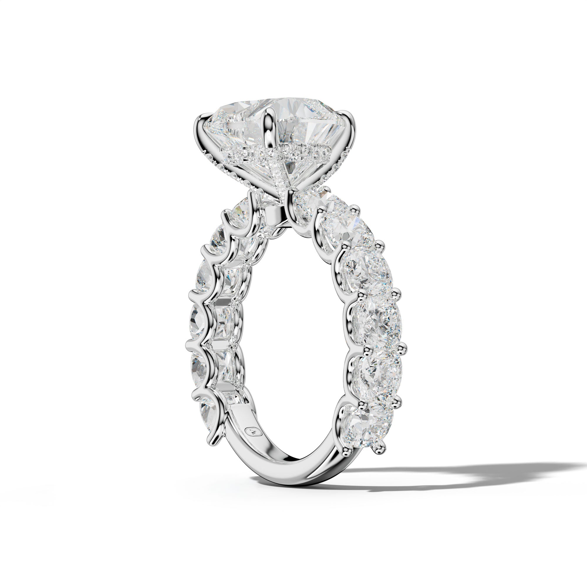 Daniela Heart Diamond Engagement Ring With Cushion Side Stones