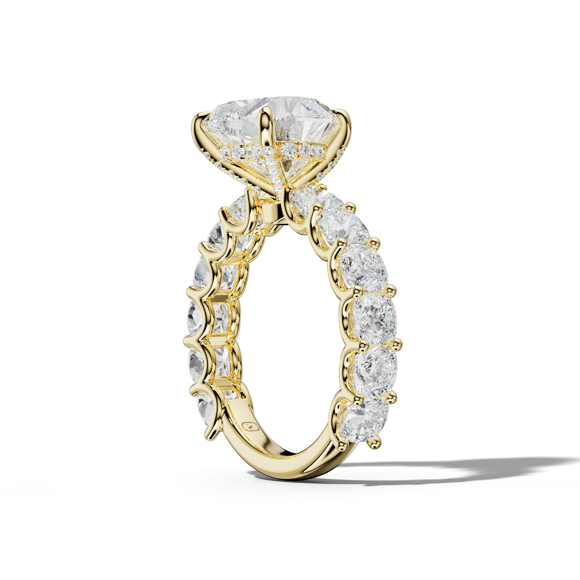 Daniela Heart Diamond Engagement Ring With Cushion Side Stones