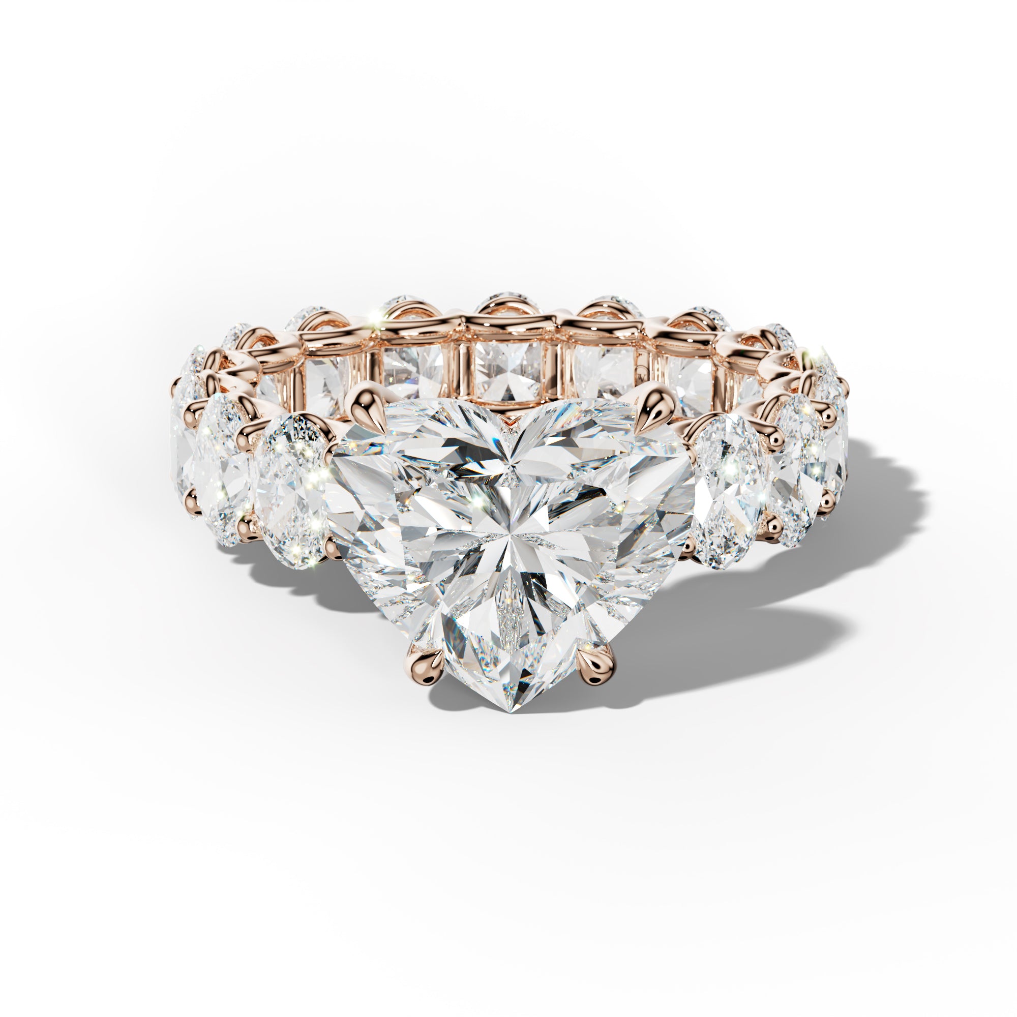 Helena Heart Diamond Engagement Ring With Oval Side Stones