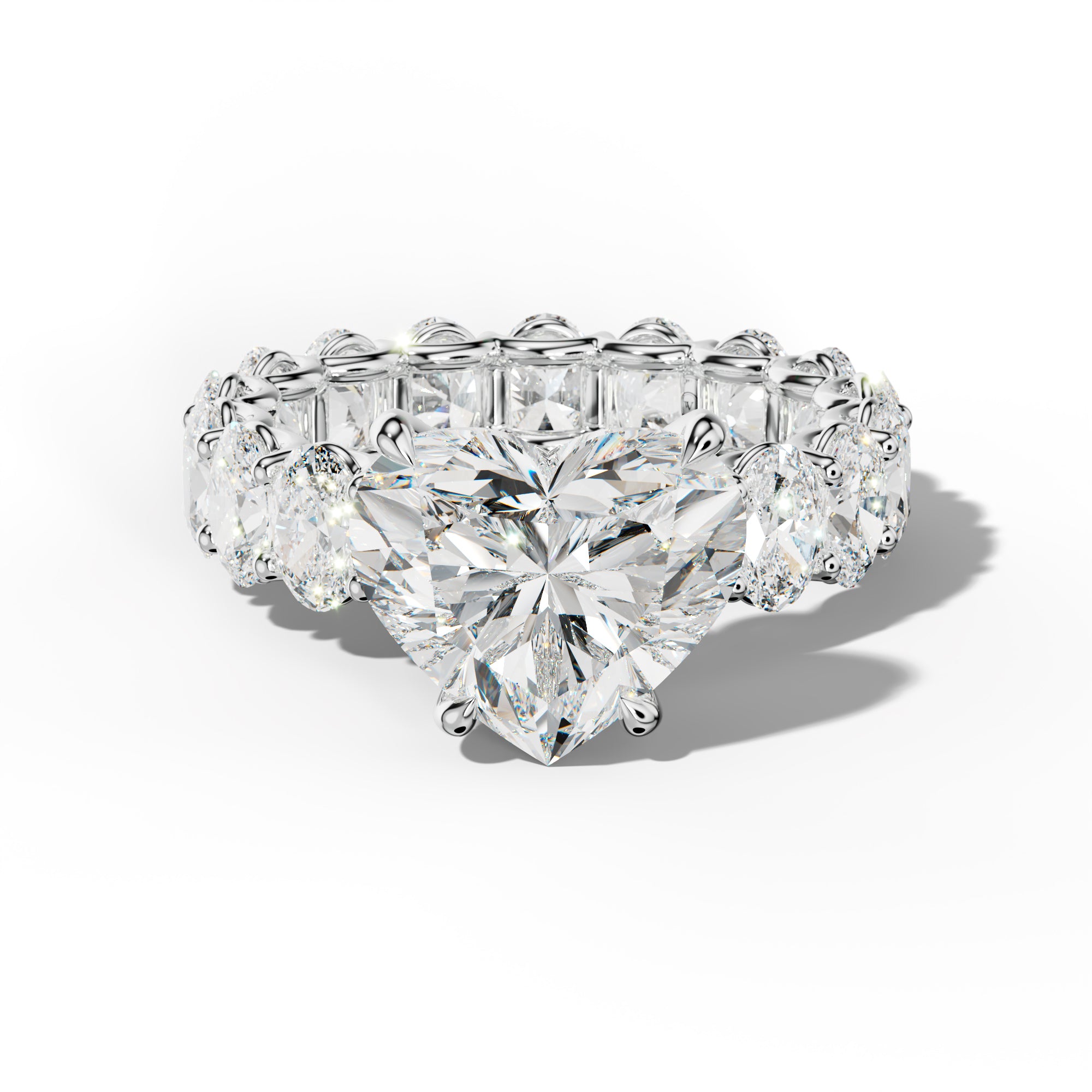 Helena Heart Diamond Engagement Ring With Oval Side Stones