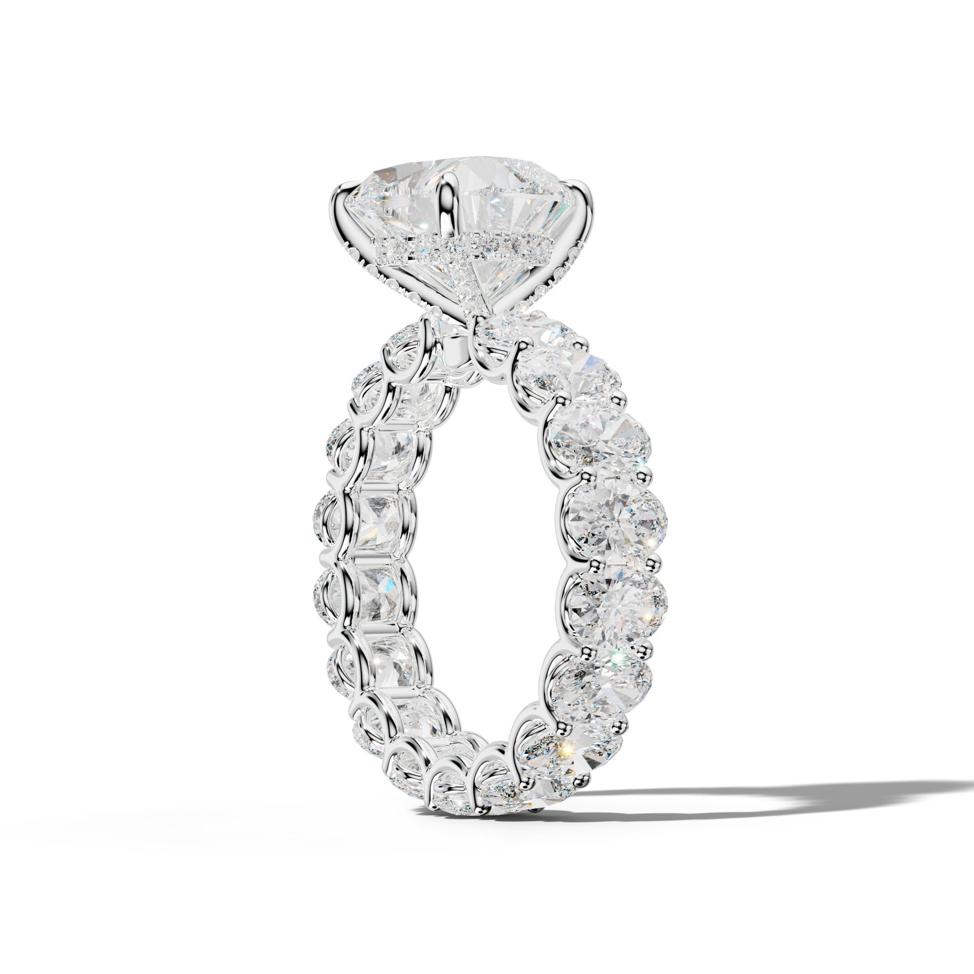 Helena Heart Diamond Engagement Ring With Oval Side Stones