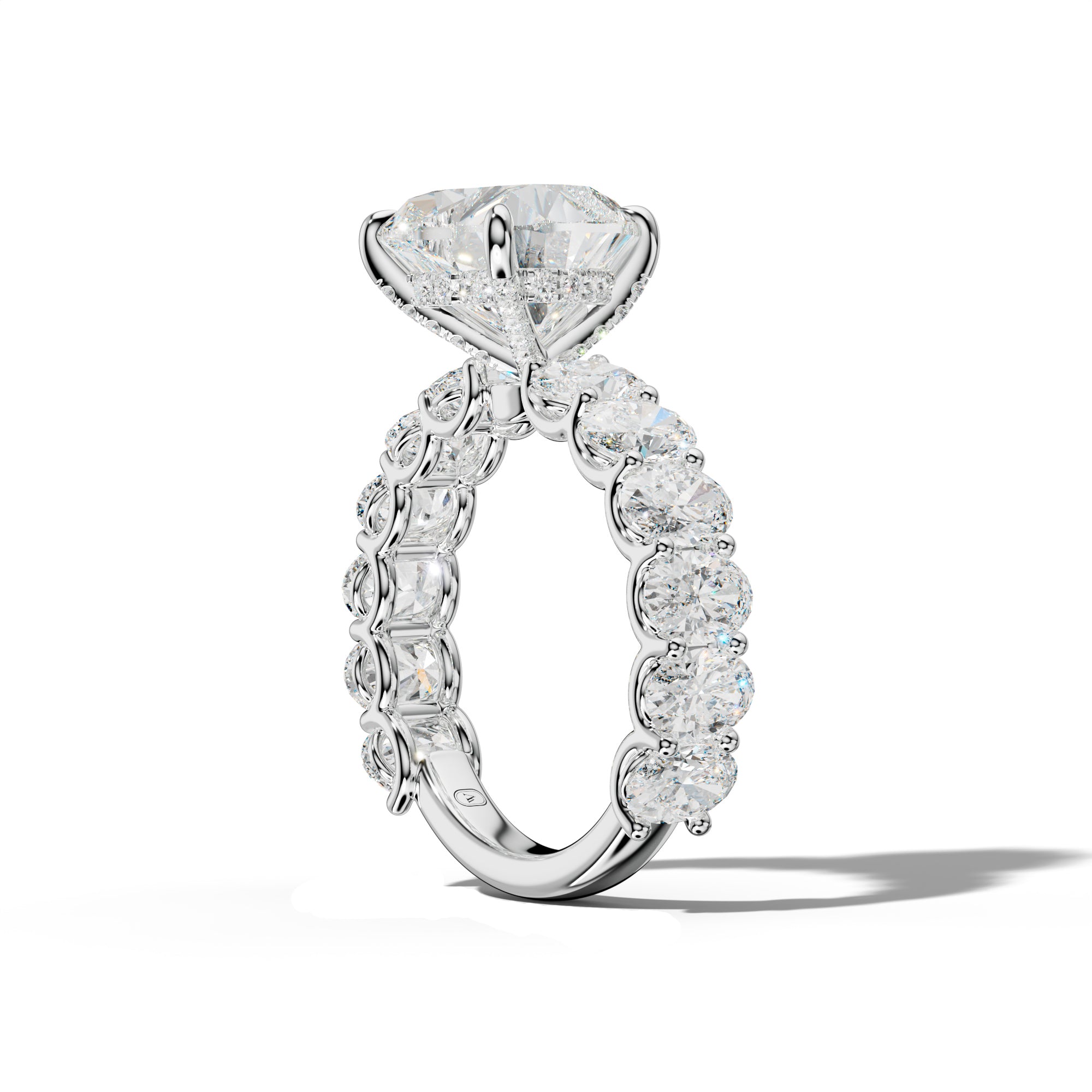 Ada Heart Diamond Engagement Ring With Oval Side Stones