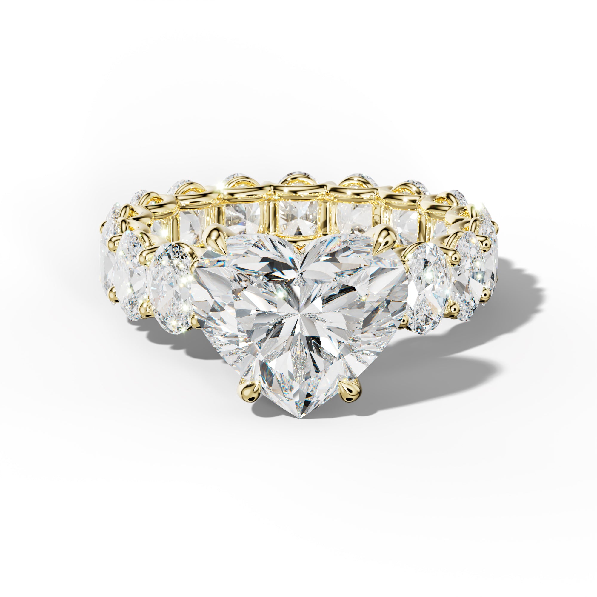 Helena Heart Diamond Engagement Ring With Oval Side Stones