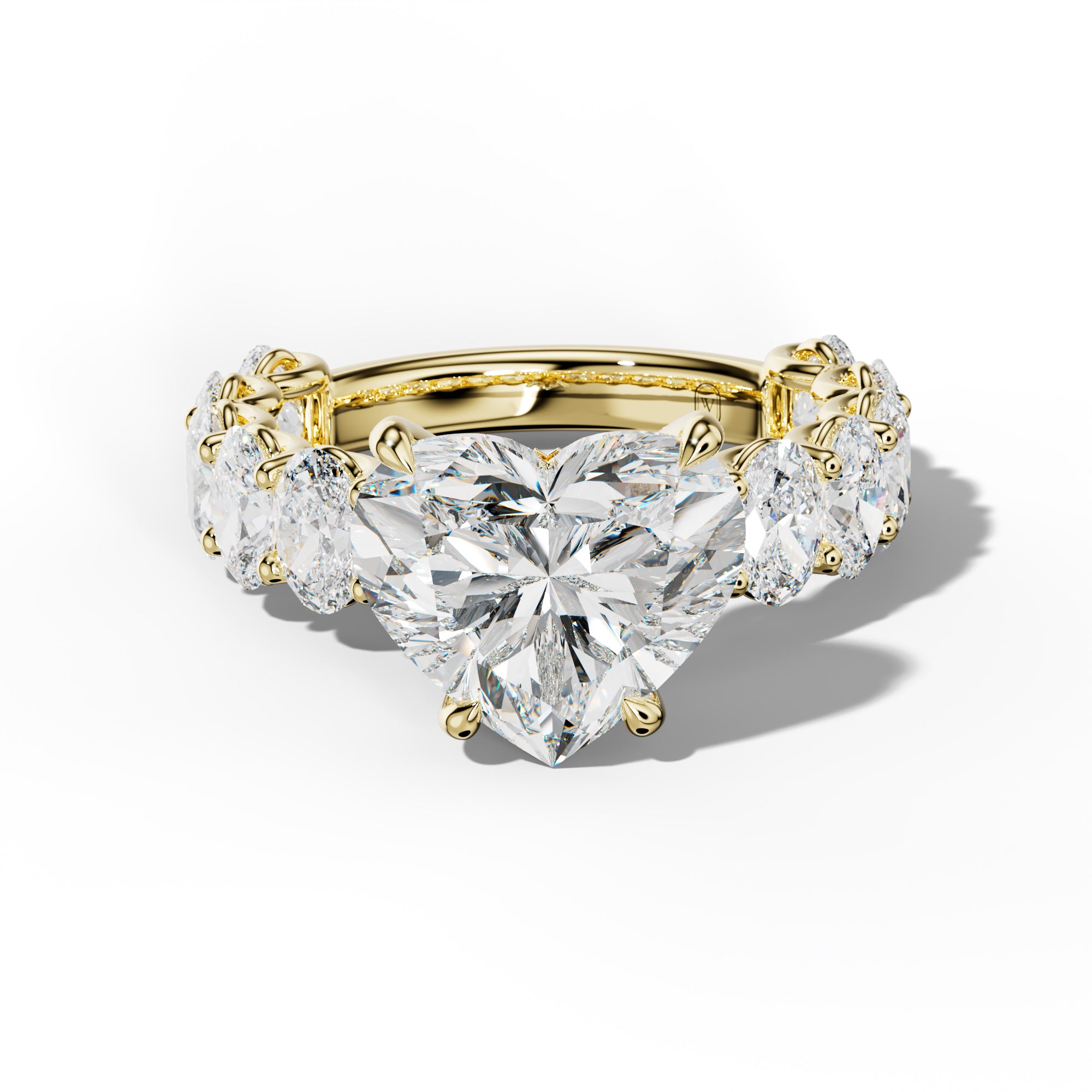 Ada Heart Diamond Engagement Ring With Oval Side Stones