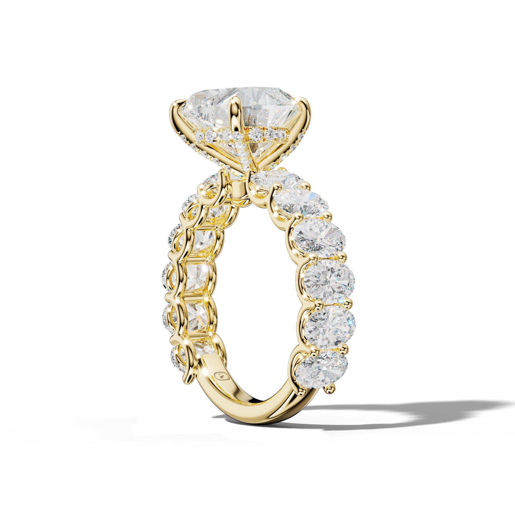 Ada Heart Diamond Engagement Ring With Oval Side Stones