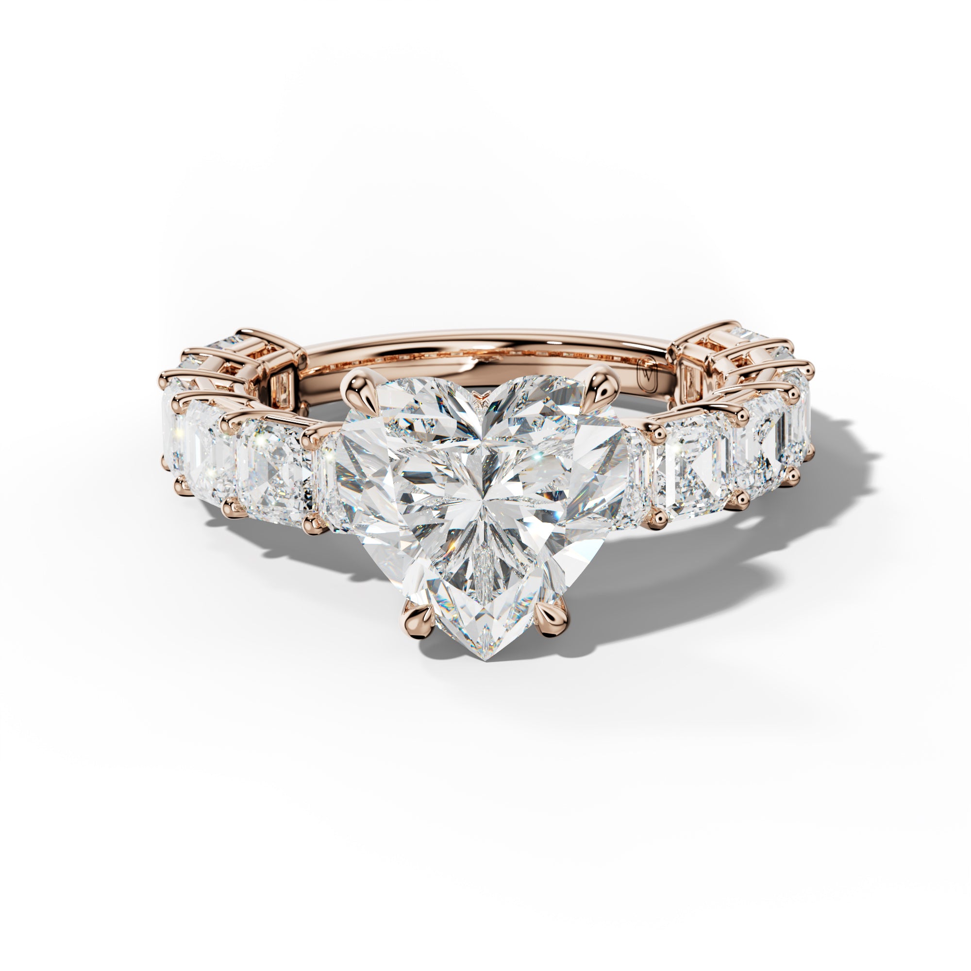 Demi Heart Diamond Engagement Ring With Asscher Side Stones