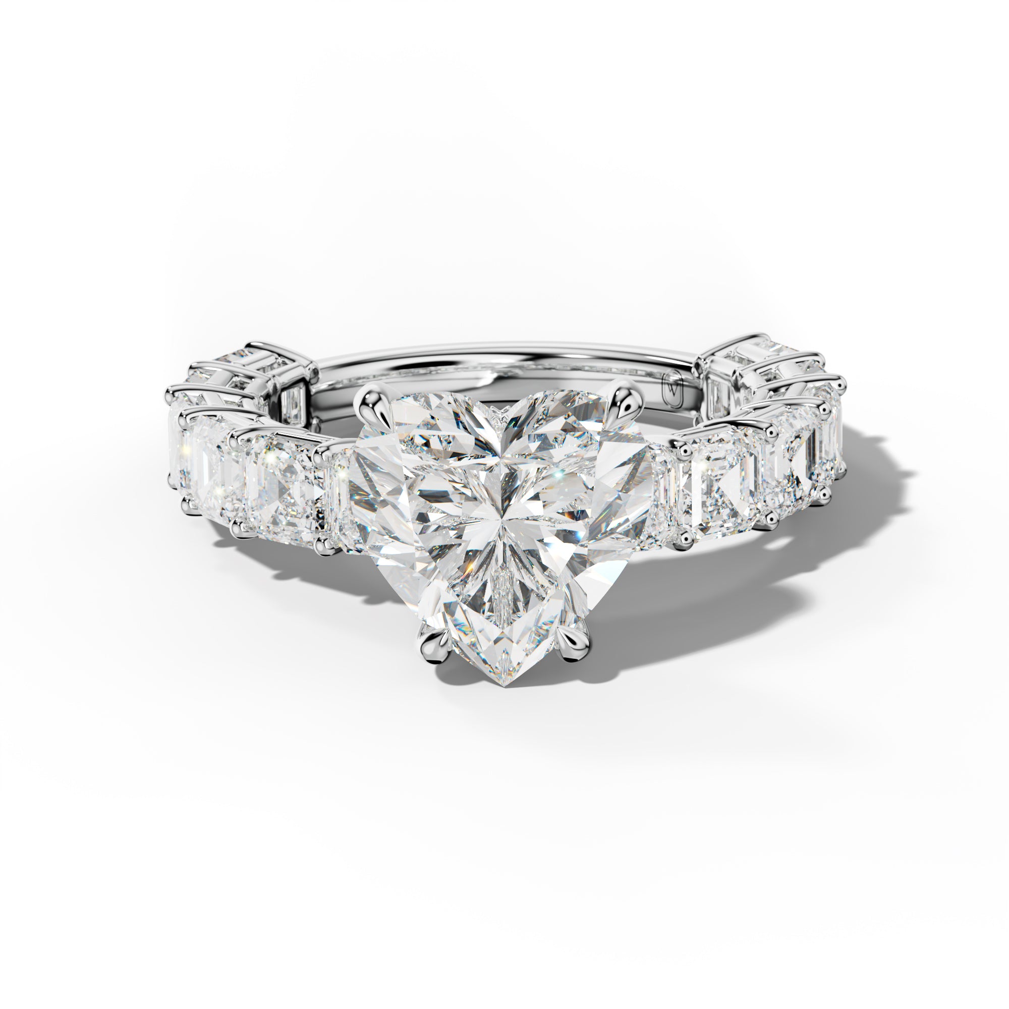 Demi Heart Diamond Engagement Ring With Asscher Side Stones