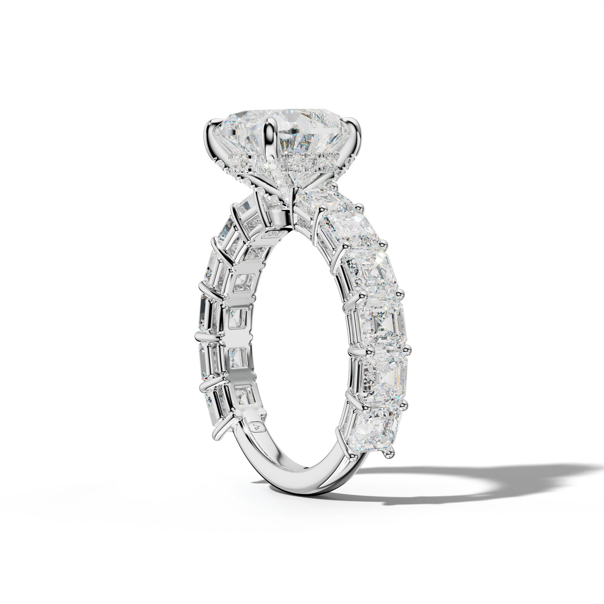 Demi Heart Diamond Engagement Ring With Asscher Side Stones