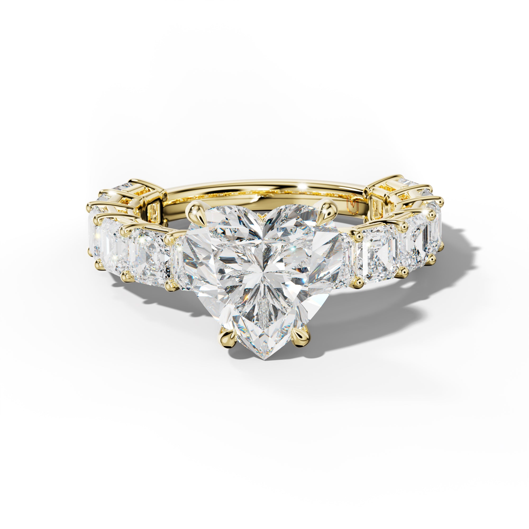 Demi Heart Diamond Engagement Ring With Asscher Side Stones