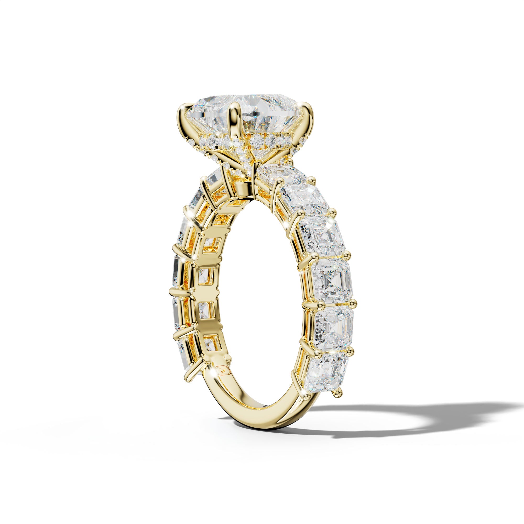 Demi Heart Diamond Engagement Ring With Asscher Side Stones
