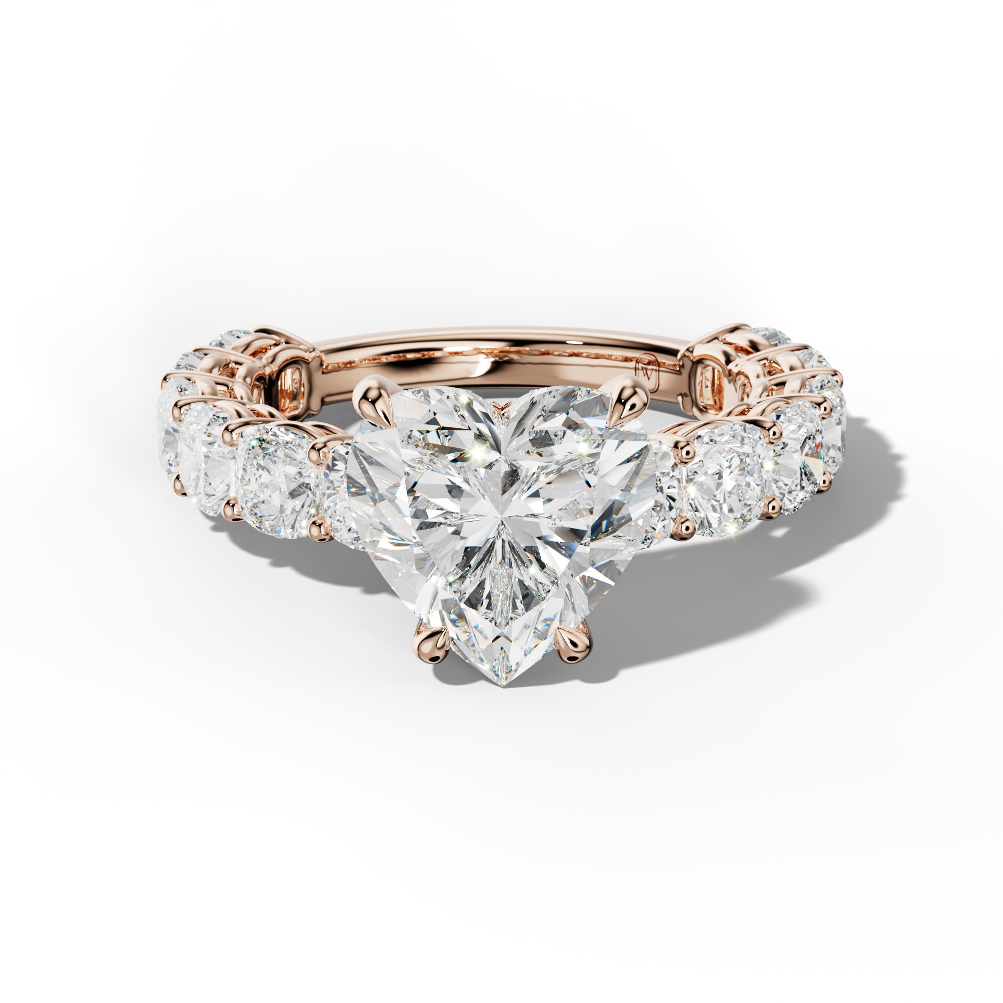 Bailey Heart Diamond Engagement Ring With Cushion Side Stones