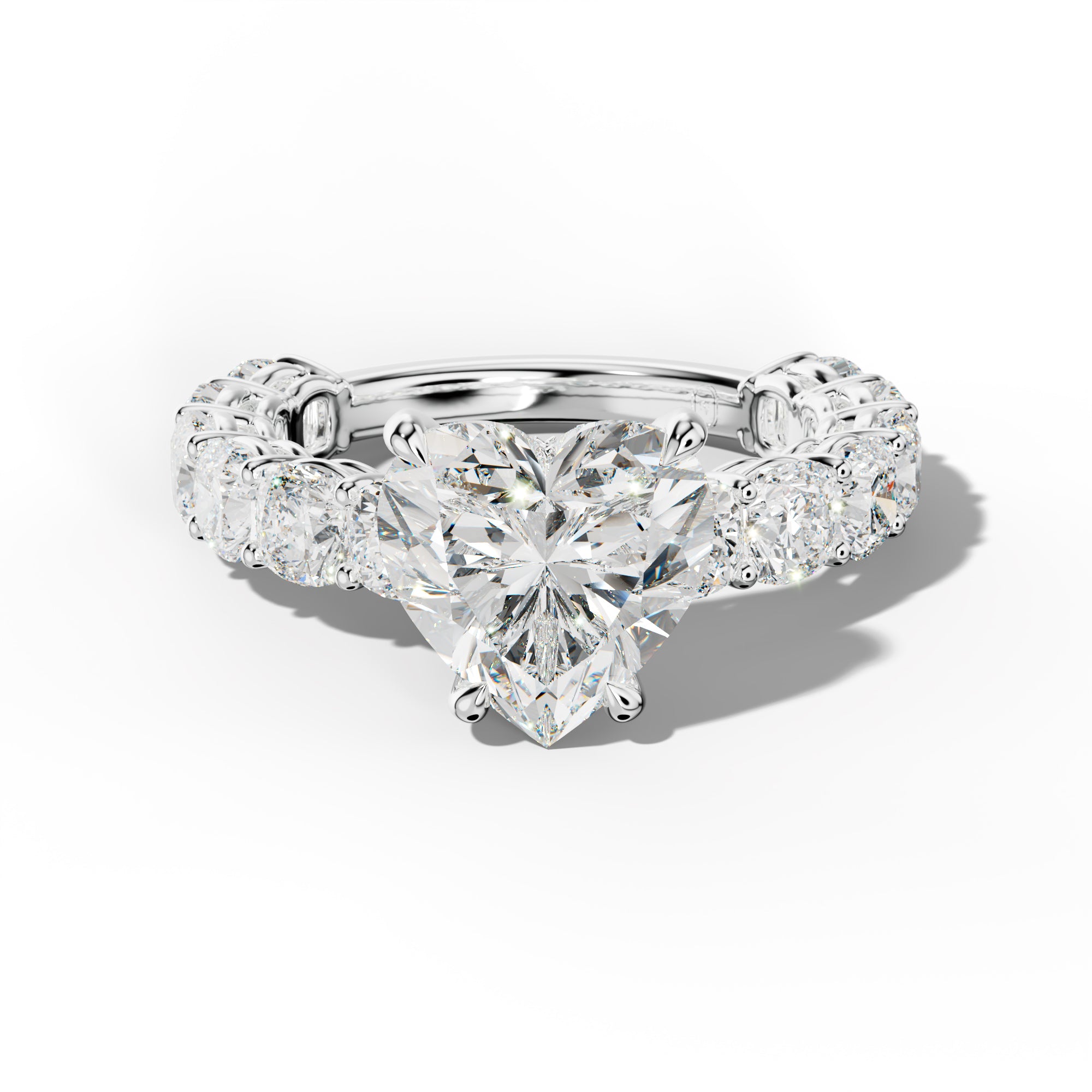 Bailey Heart Diamond Engagement Ring With Cushion Side Stones