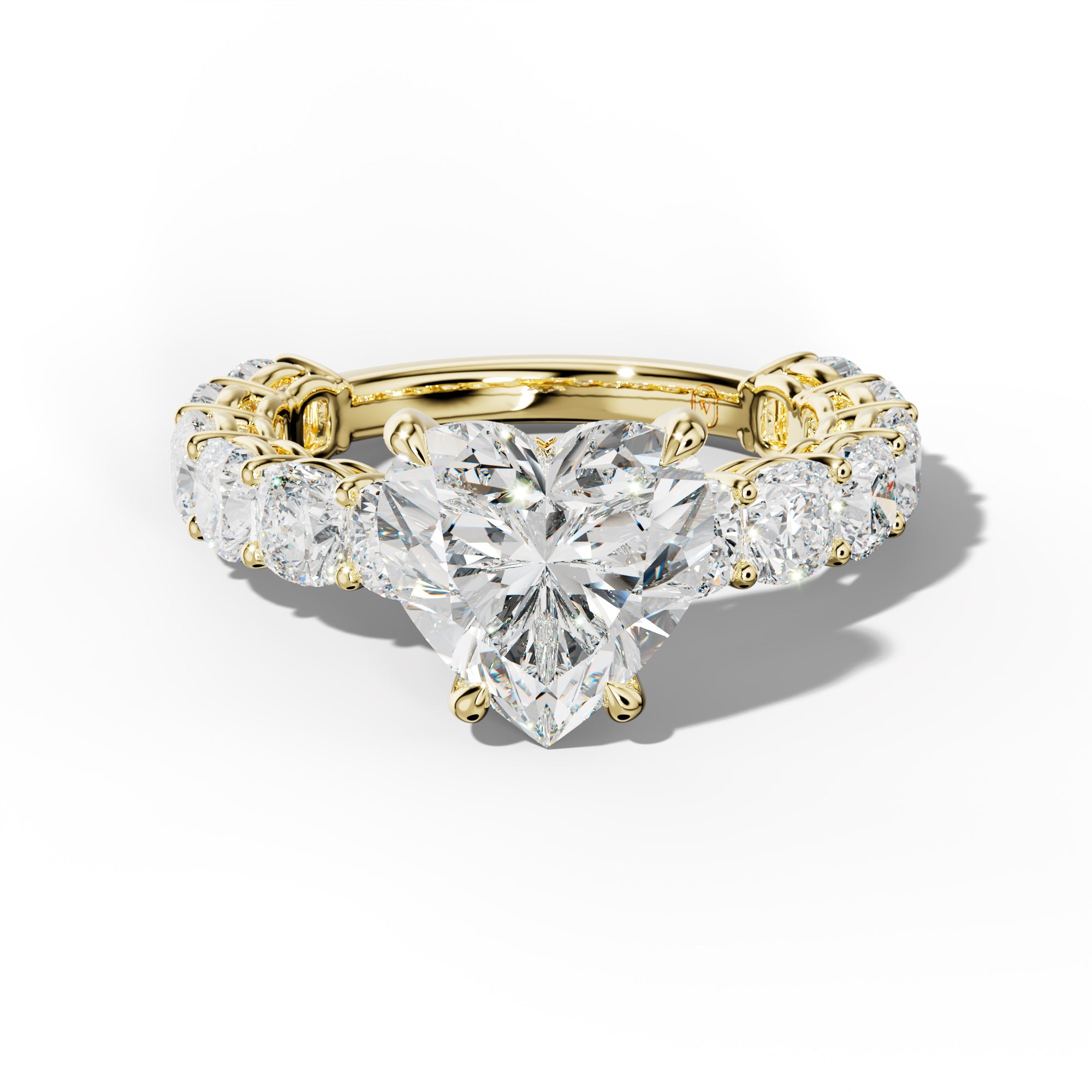 Bailey Heart Diamond Engagement Ring With Cushion Side Stones