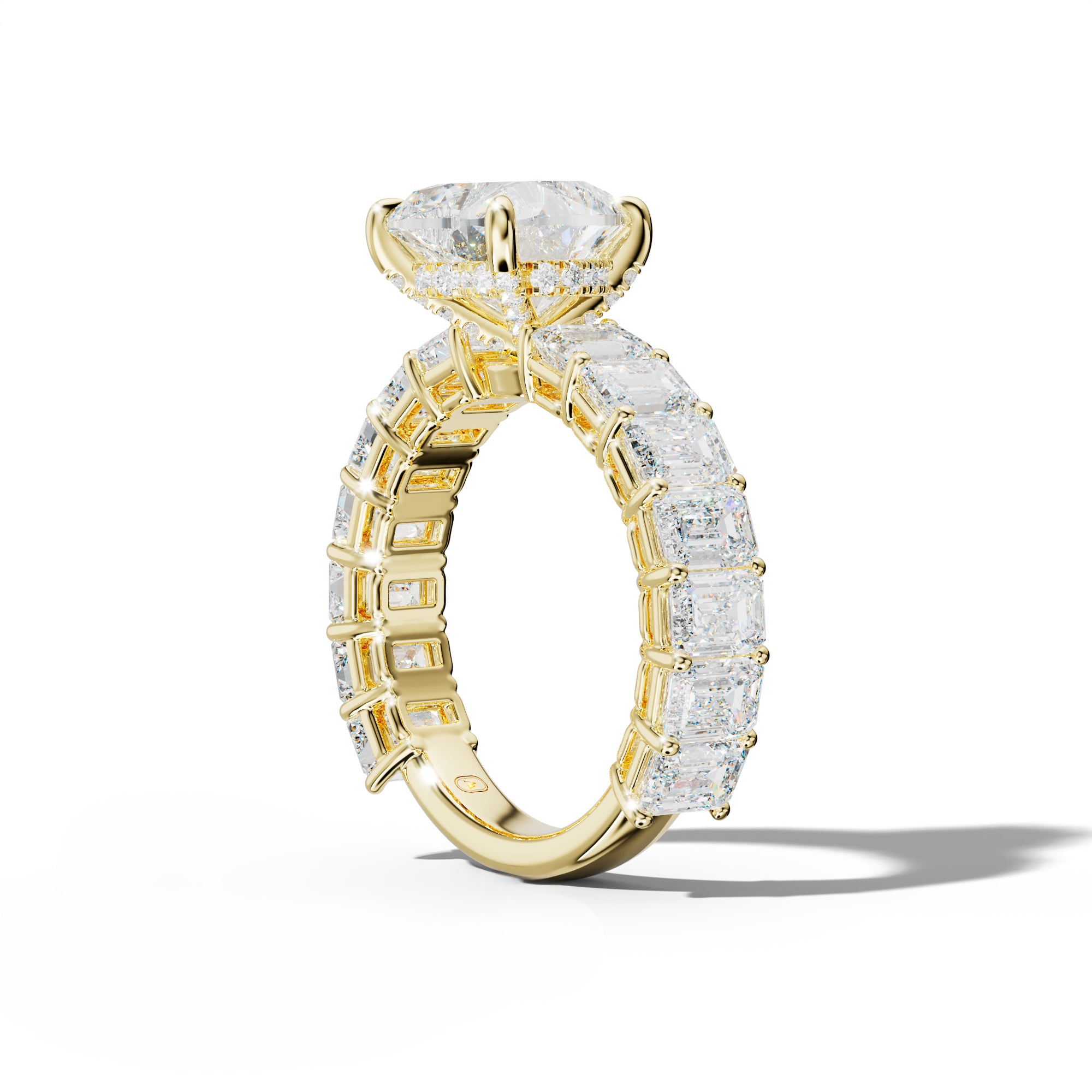 Mina Heart Diamond Engagement Ring With Emerald Cut Side Stones