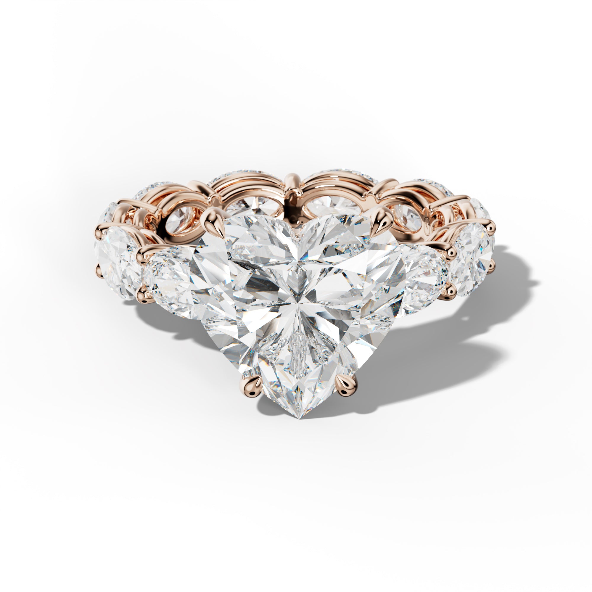 Alessia Heart Diamond Engagement Ring With East West Oval Side Stones
