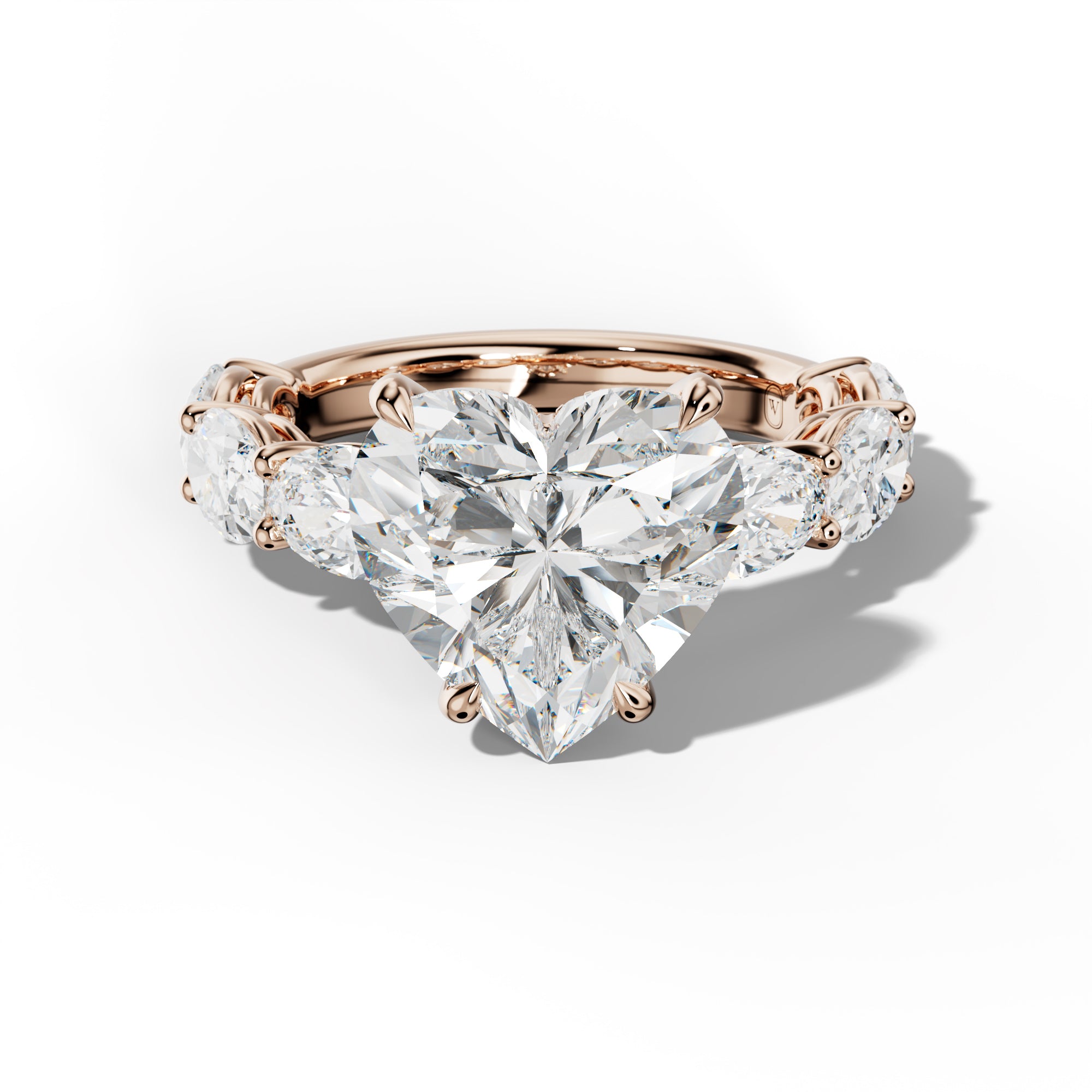 Maci Heart Diamond Engagement Ring With East West Oval Side Stones