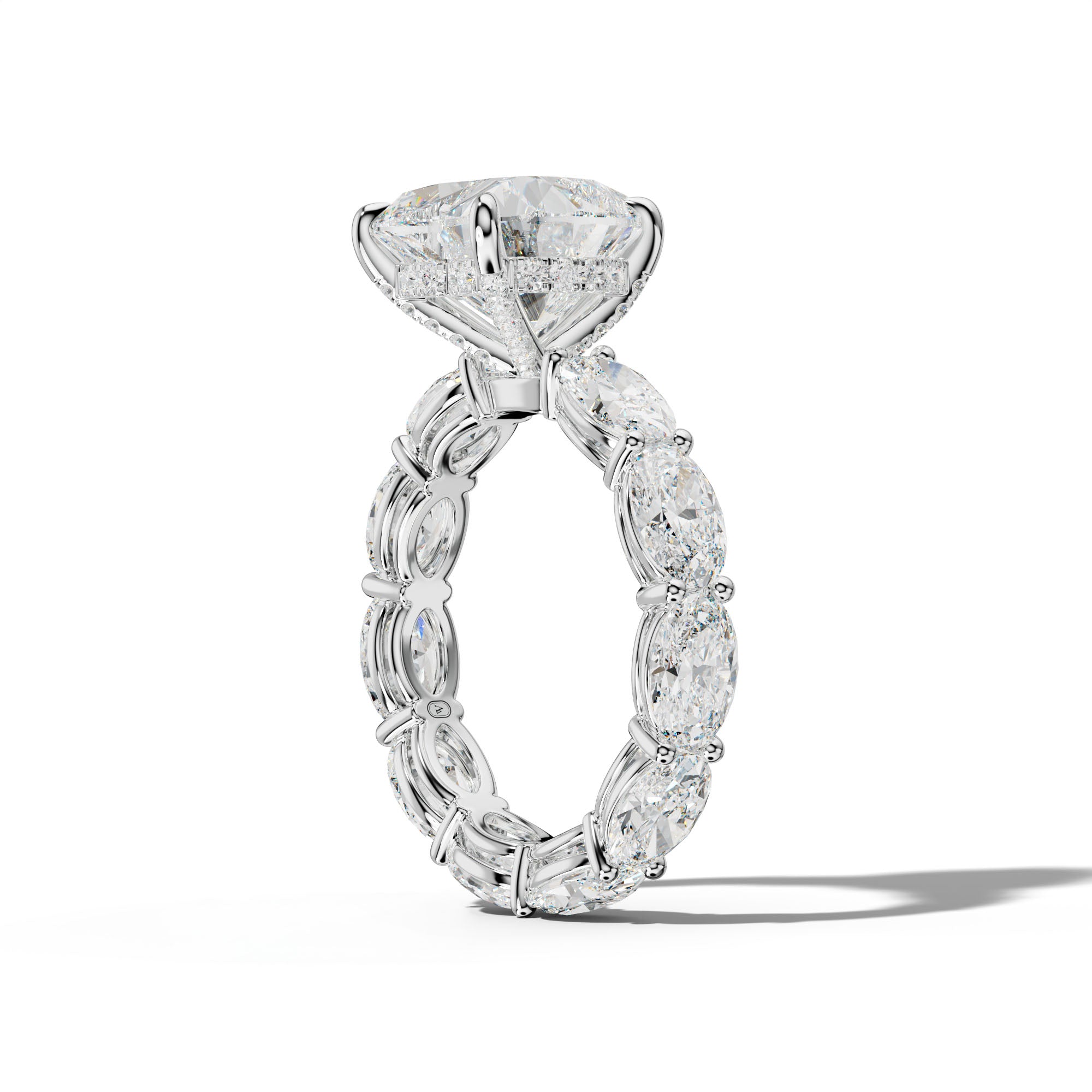 Alessia Heart Diamond Engagement Ring With East West Oval Side Stones