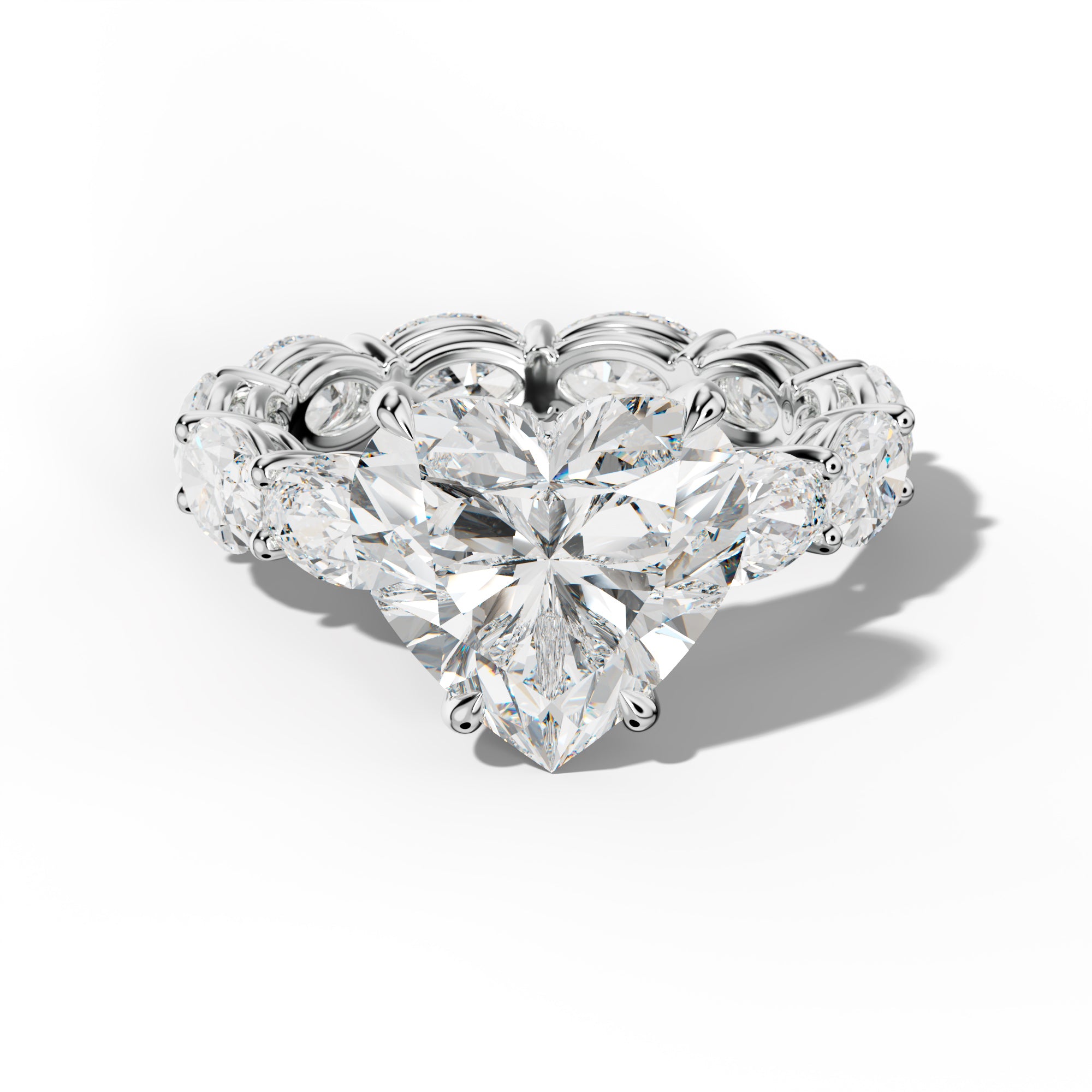 Alessia Heart Diamond Engagement Ring With East West Oval Side Stones