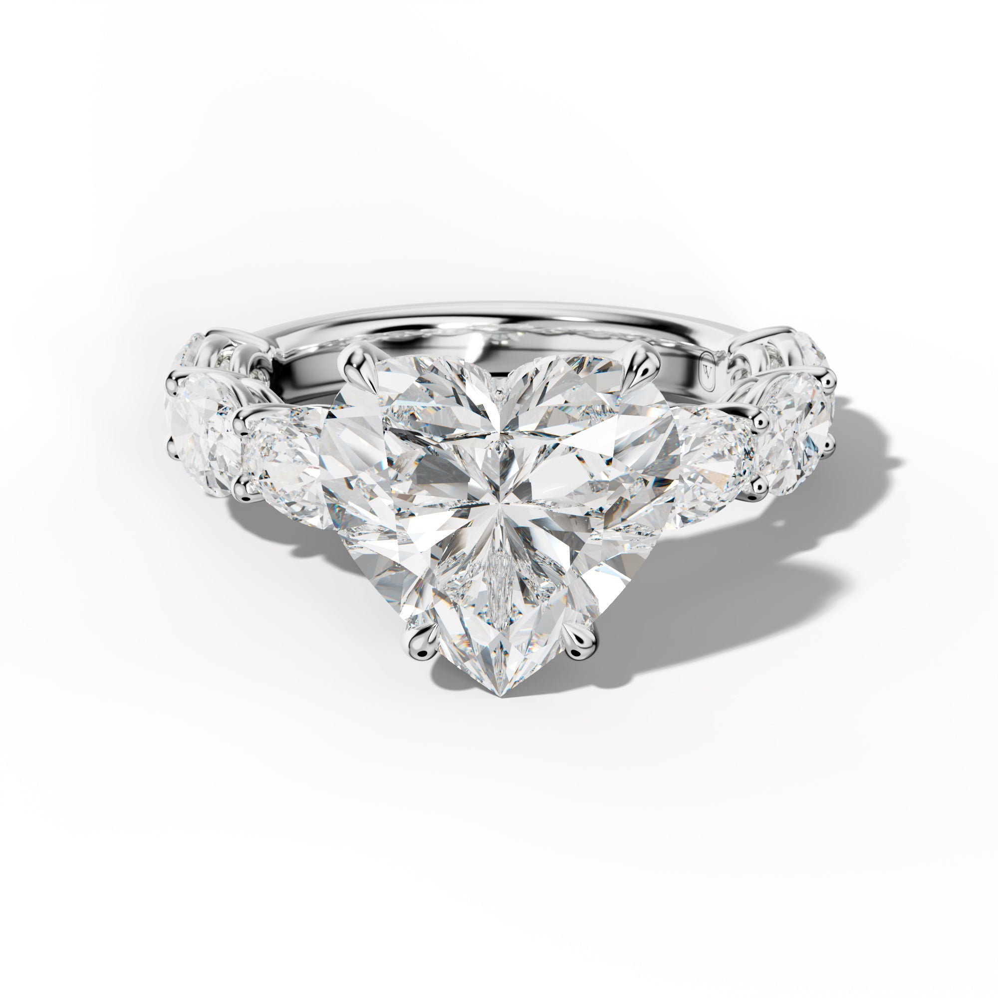 Maci Heart Diamond Engagement Ring With East West Oval Side Stones