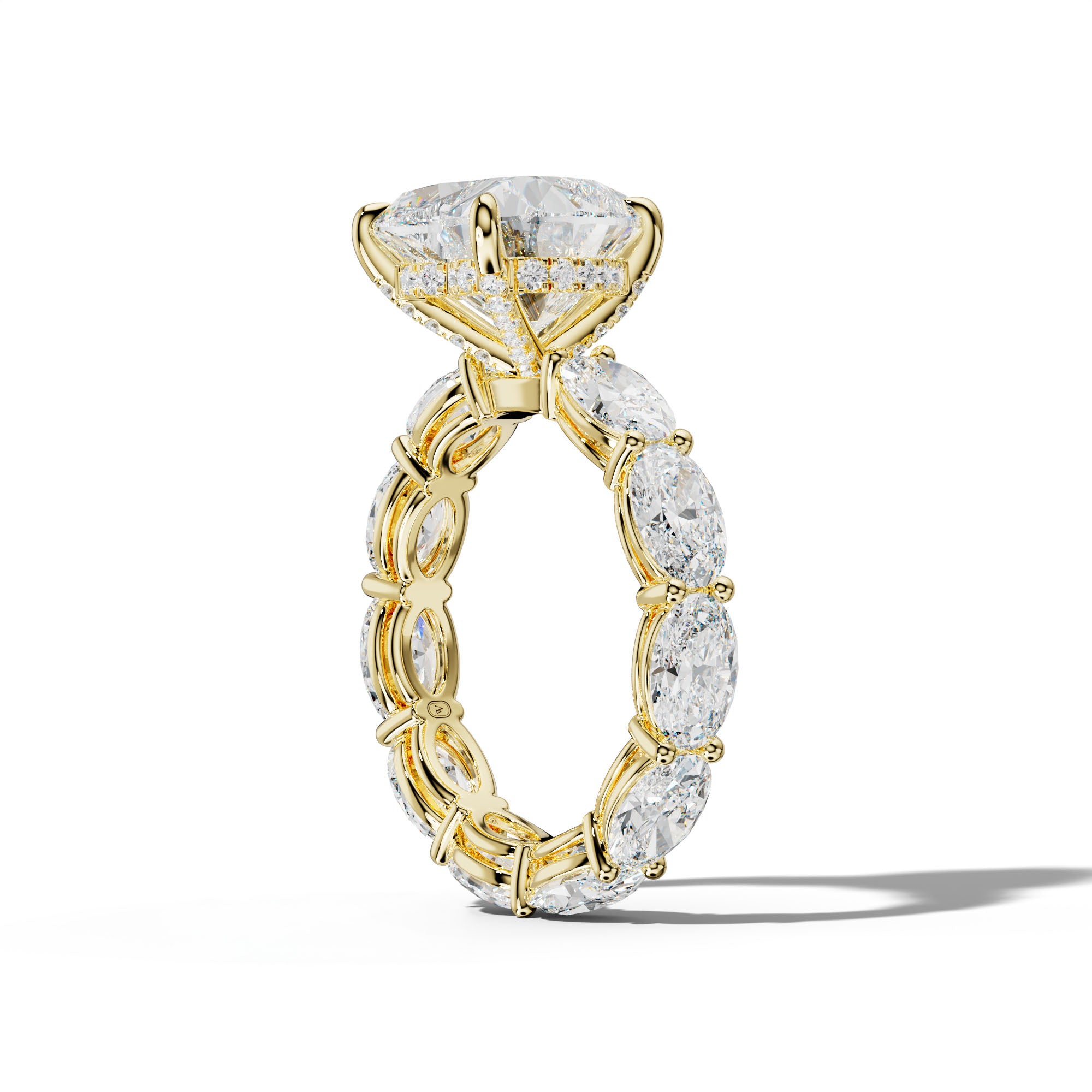 Alessia Heart Diamond Engagement Ring With East West Oval Side Stones