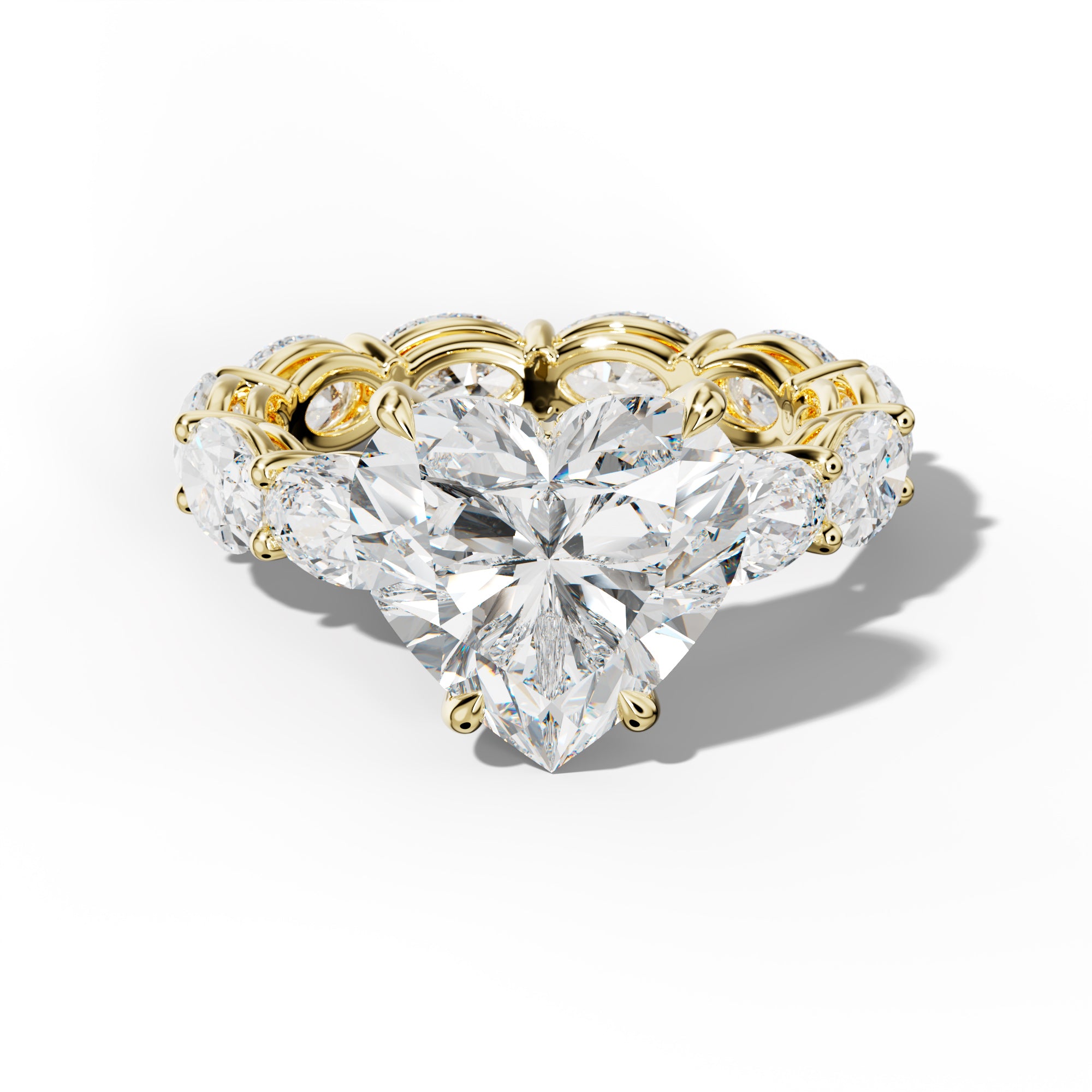 Alessia Heart Diamond Engagement Ring With East West Oval Side Stones