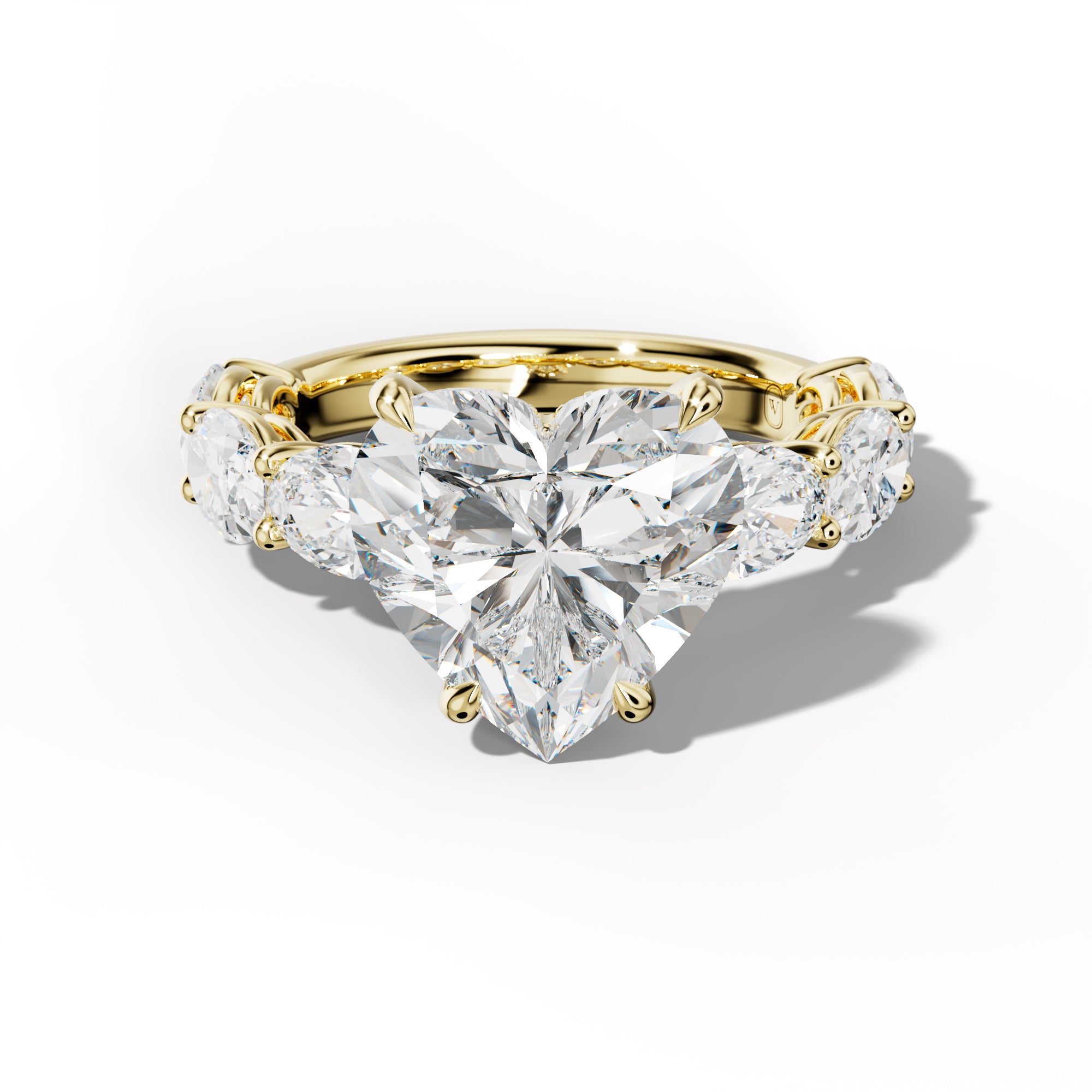 Maci Heart Diamond Engagement Ring With East West Oval Side Stones