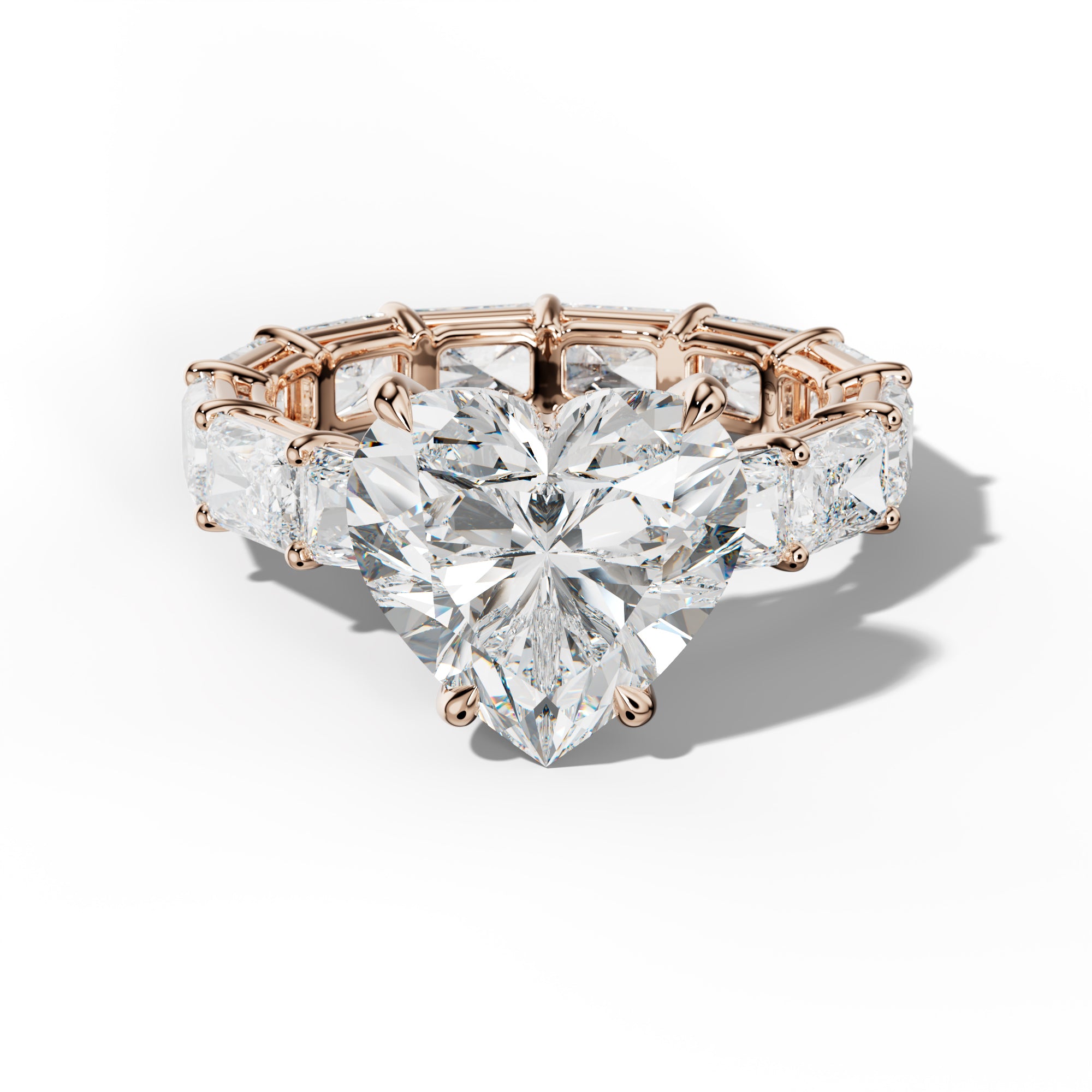 Mavis Heart Diamond Engagement Ring With East West Radiant Side Stones