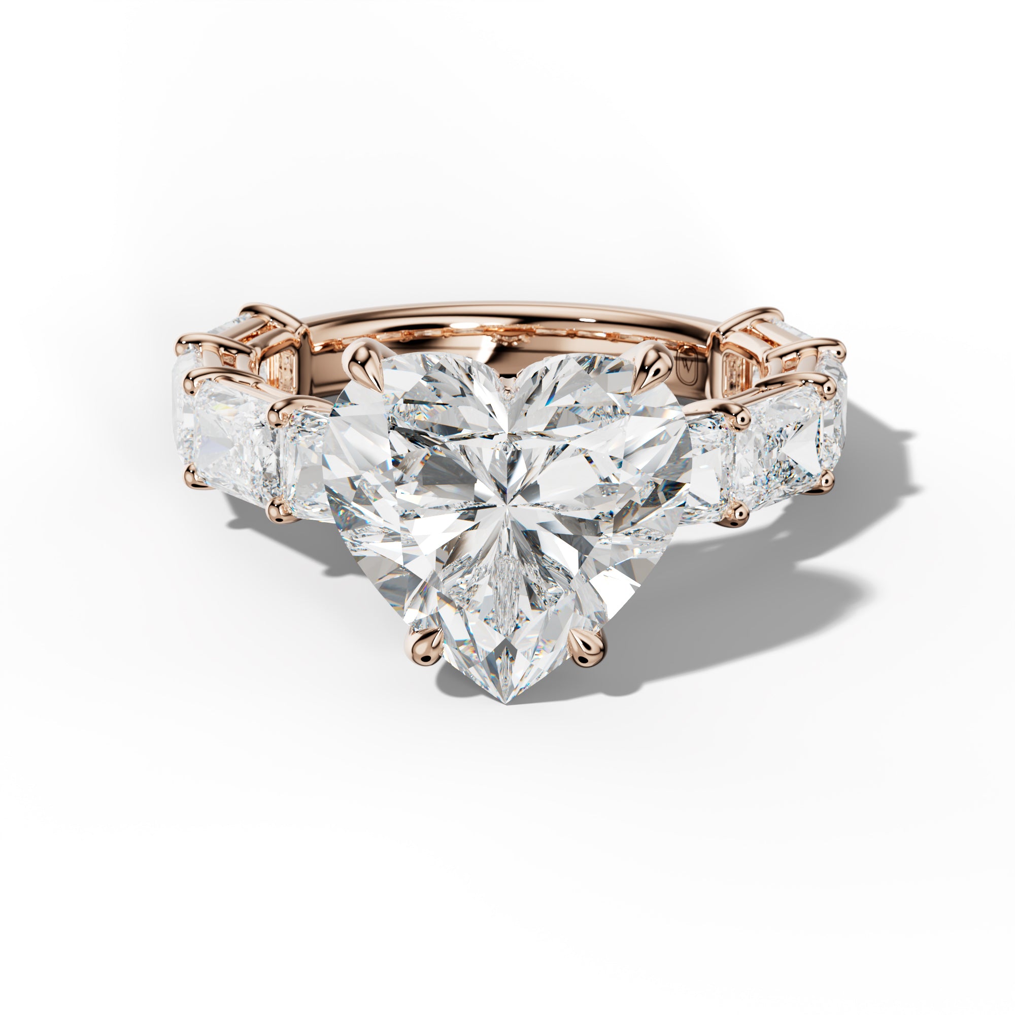 Raelynn Heart Diamond Engagement Ring With East West Radiant Side Stones