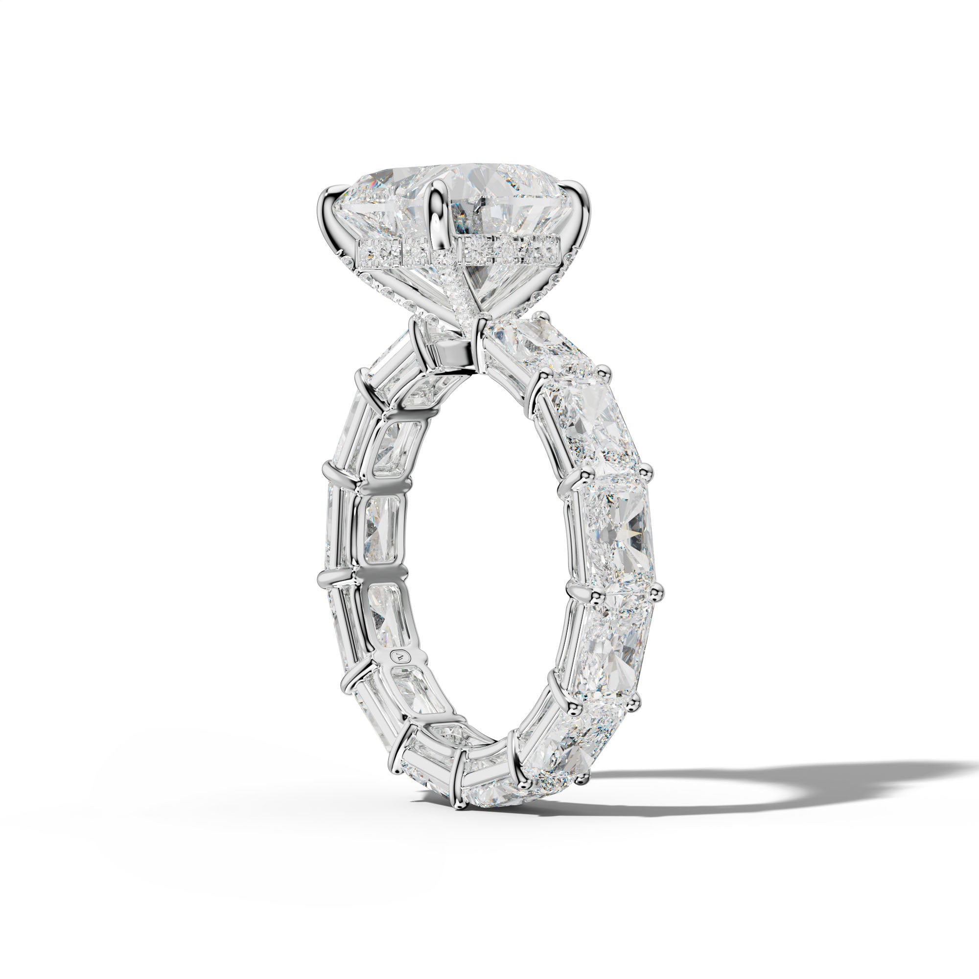 Mavis Heart Diamond Engagement Ring With East West Radiant Side Stones