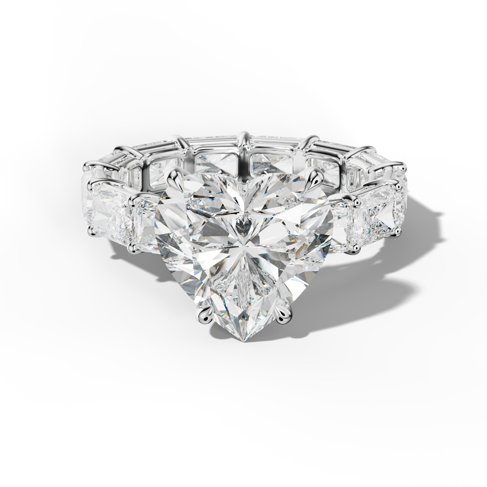 Mavis Heart Diamond Engagement Ring With East West Radiant Side Stones