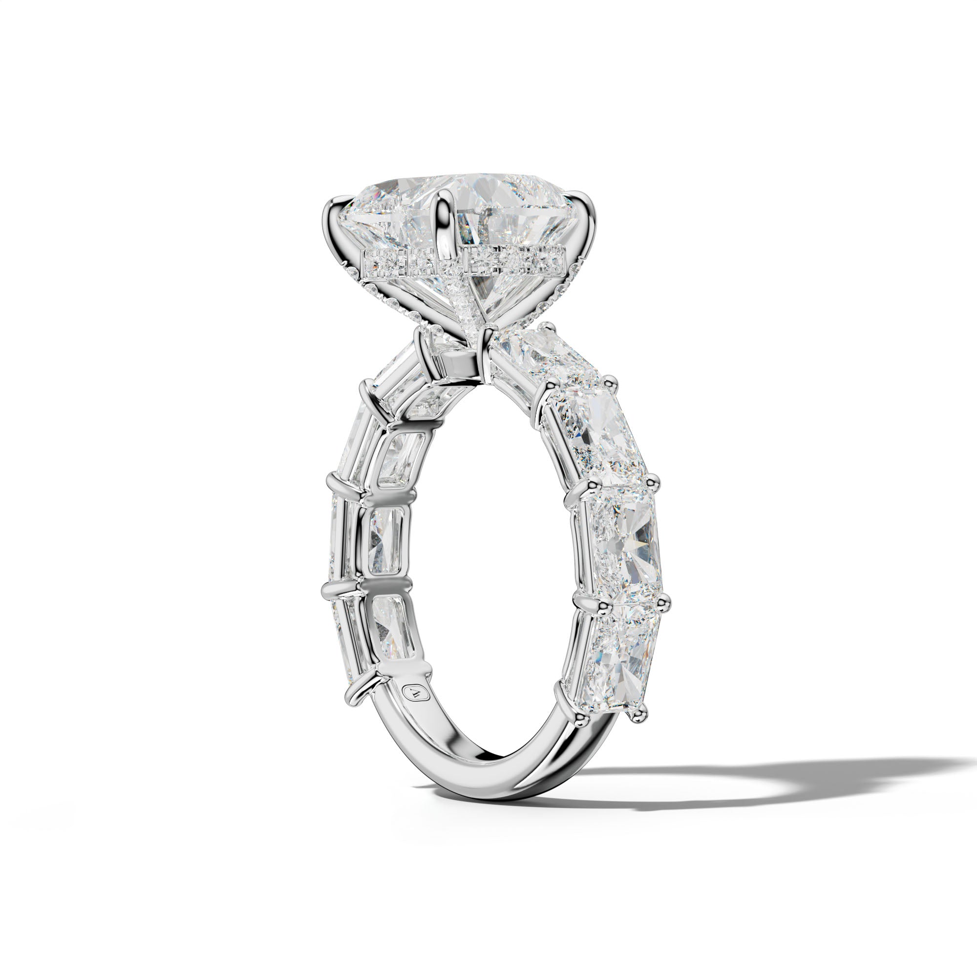 Raelynn Heart Diamond Engagement Ring With East West Radiant Side Stones