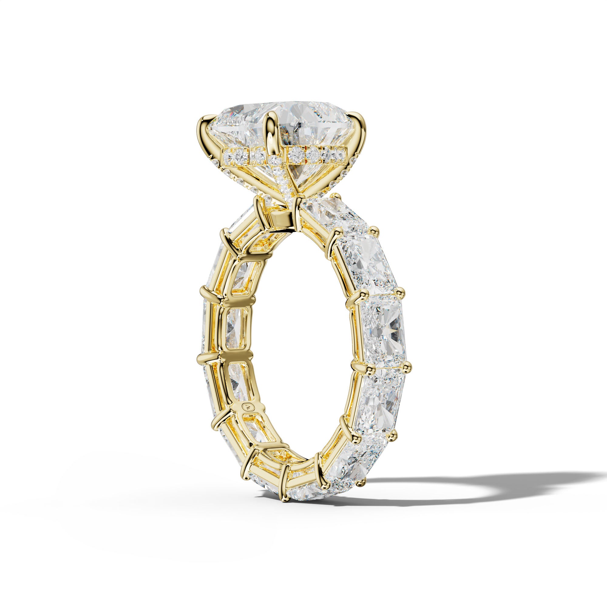 Mavis Heart Diamond Engagement Ring With East West Radiant Side Stones