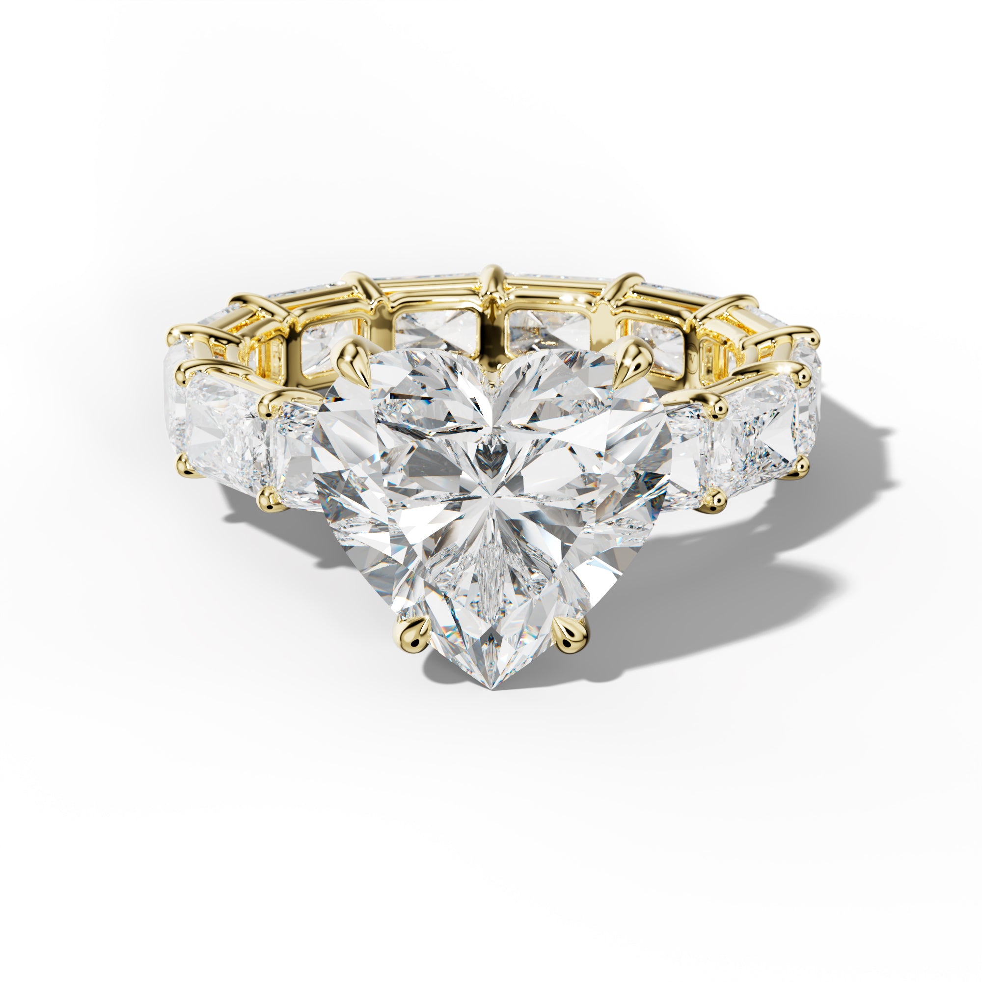 Mavis Heart Diamond Engagement Ring With East West Radiant Side Stones