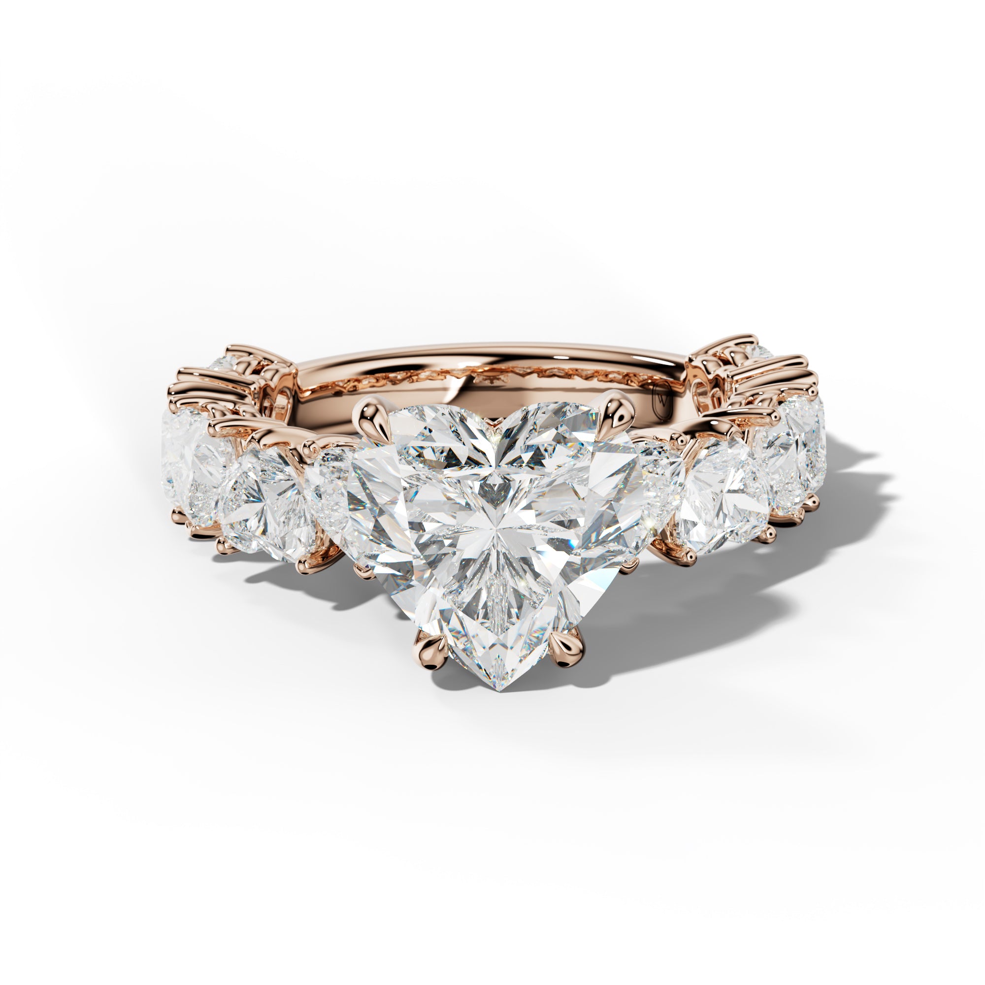 Logan Heart Diamond Engagement Ring With Heart Side Stones