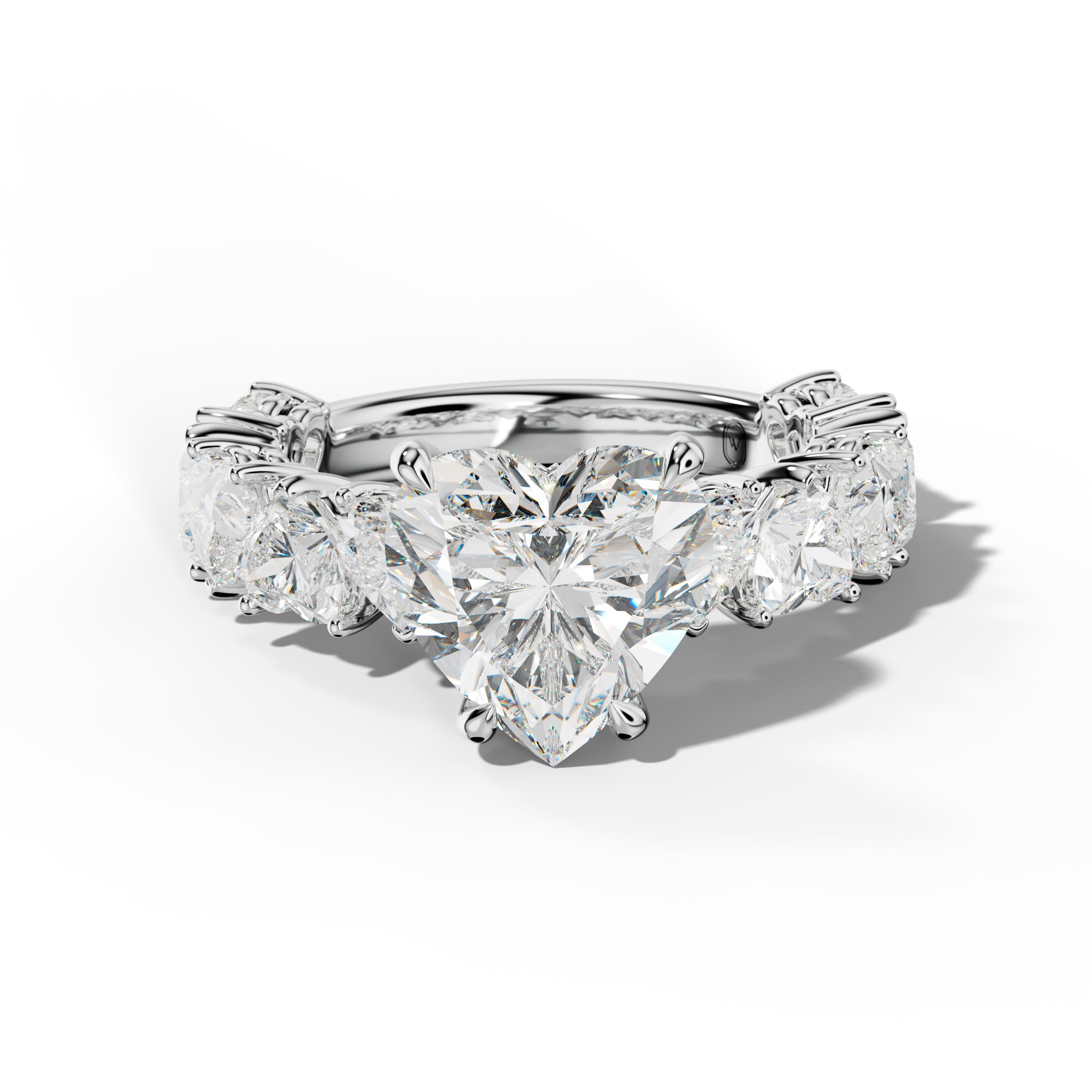 Logan Heart Diamond Engagement Ring With Heart Side Stones