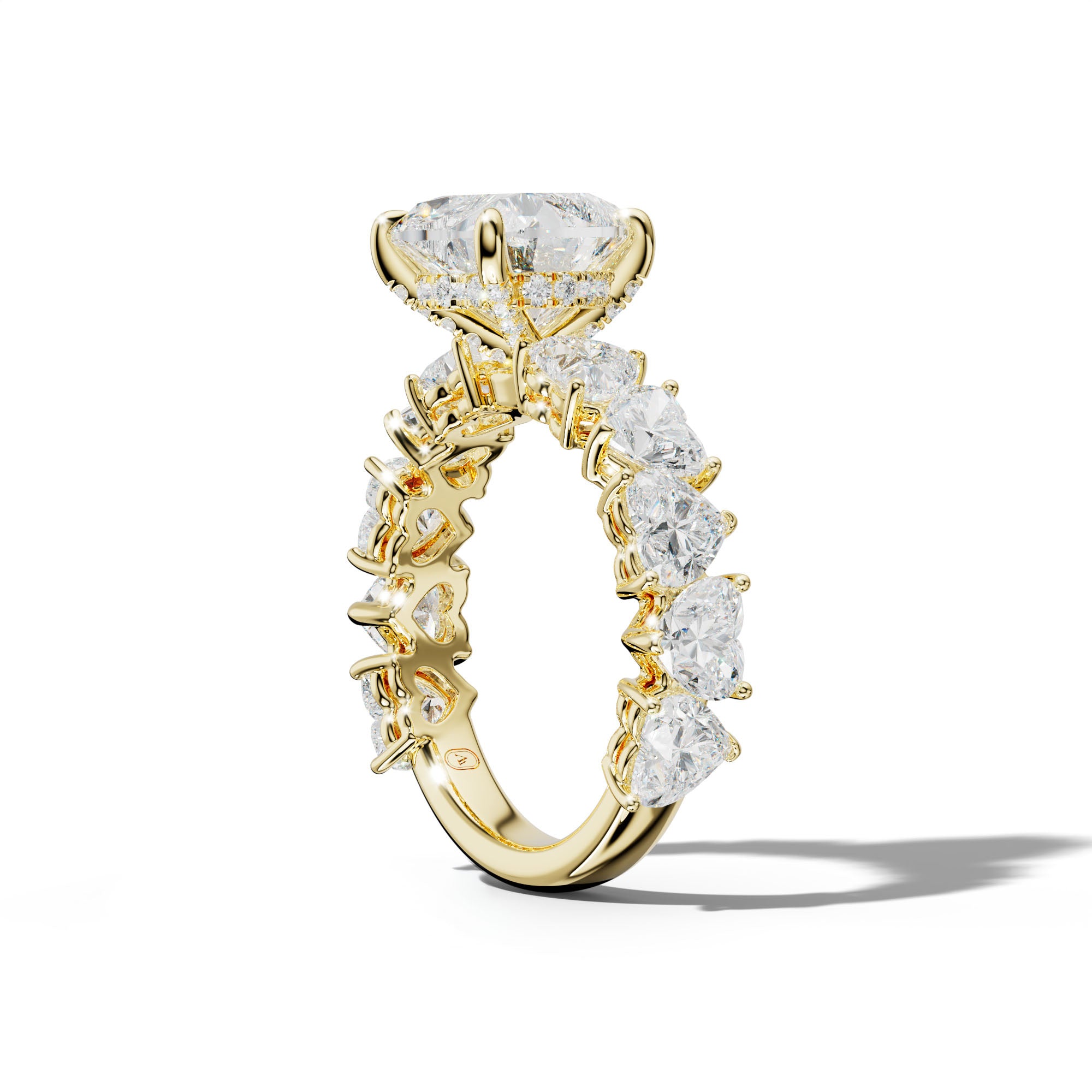 Logan Heart Diamond Engagement Ring With Heart Side Stones